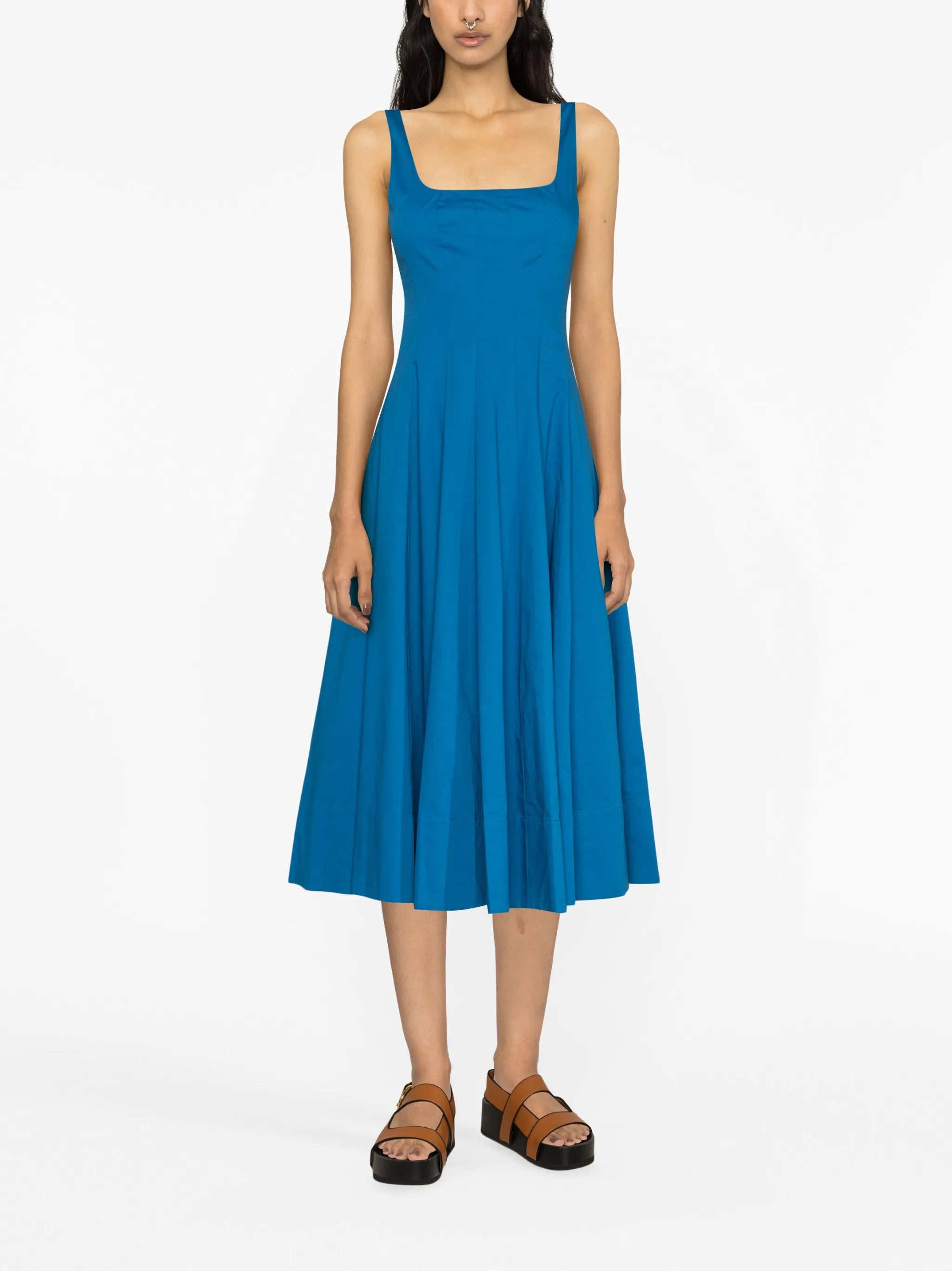 Wells fluted midi dress
