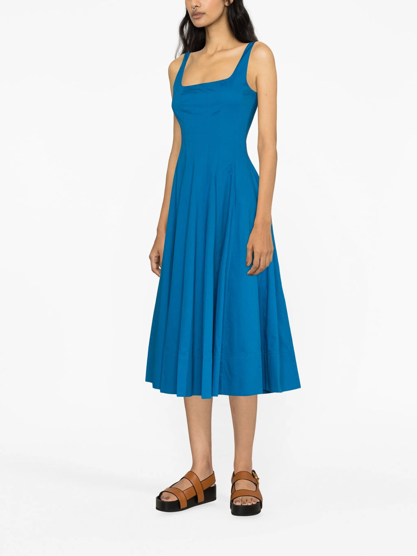 Wells fluted midi dress