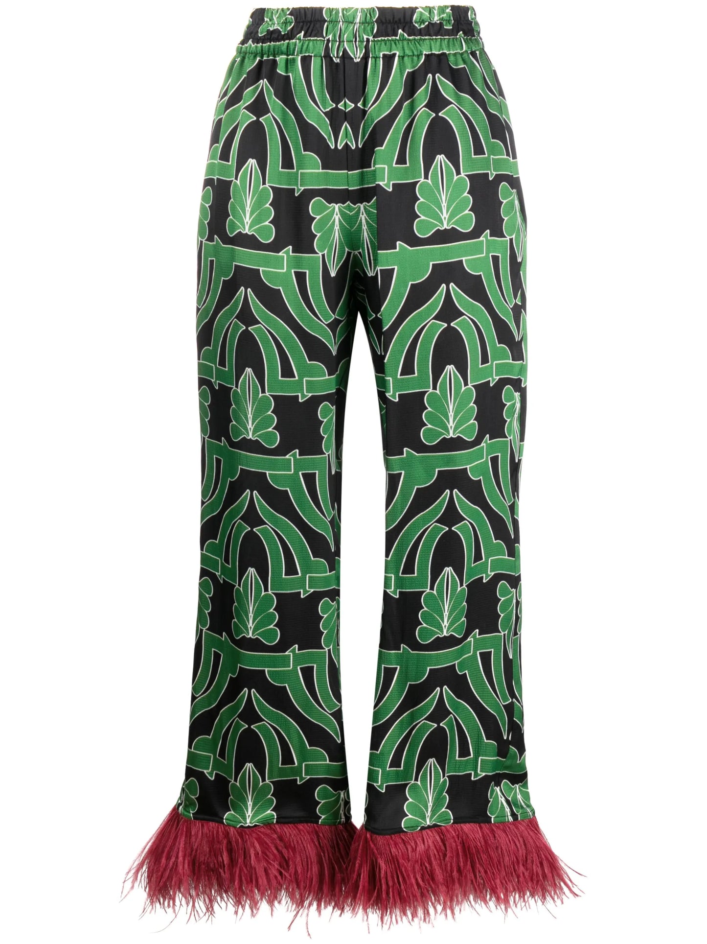 Haven feather-trim satin trousers