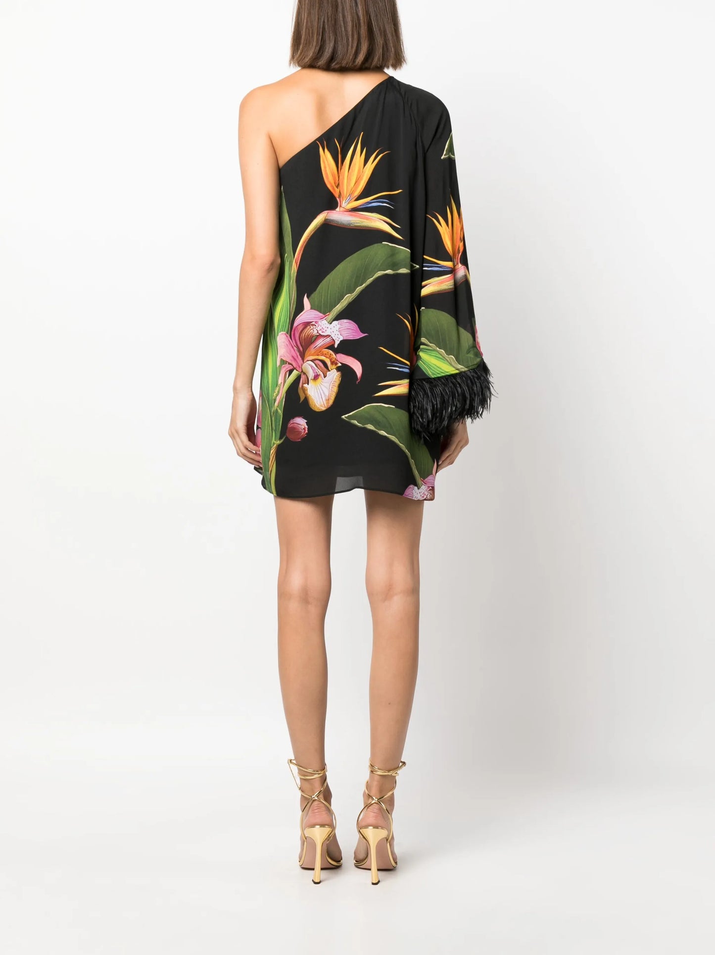 Vida asymmetric floral-print minidress