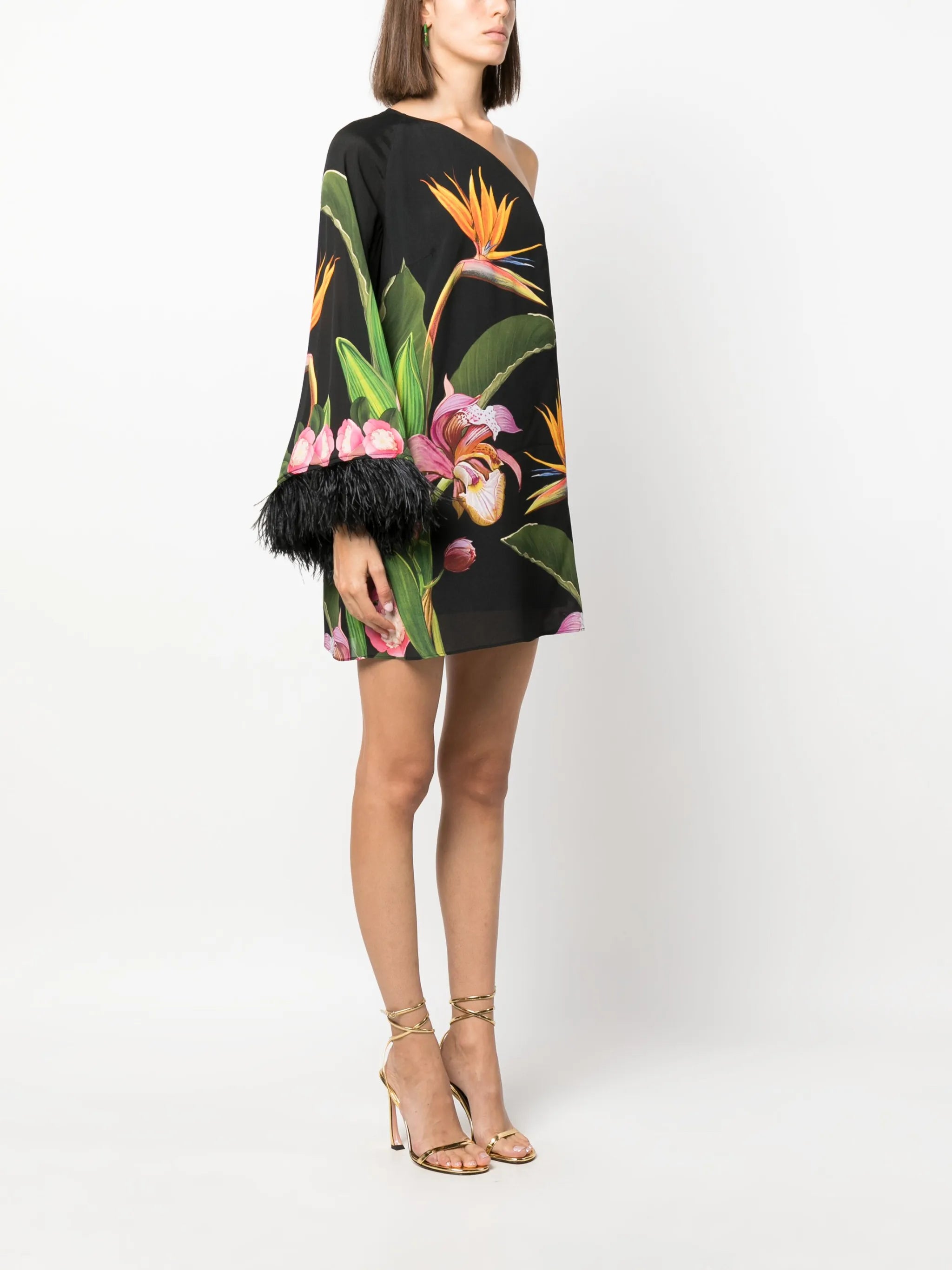 Vida asymmetric floral-print minidress