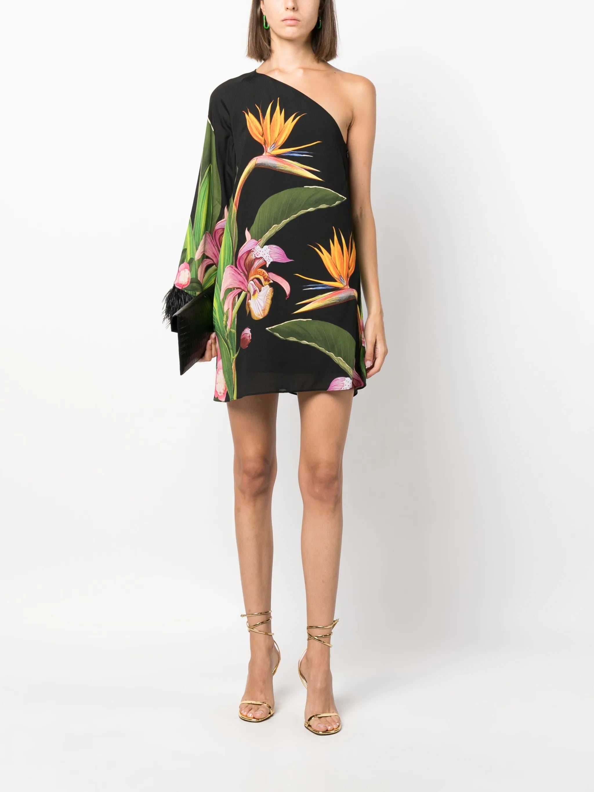 Vida asymmetric floral-print minidress