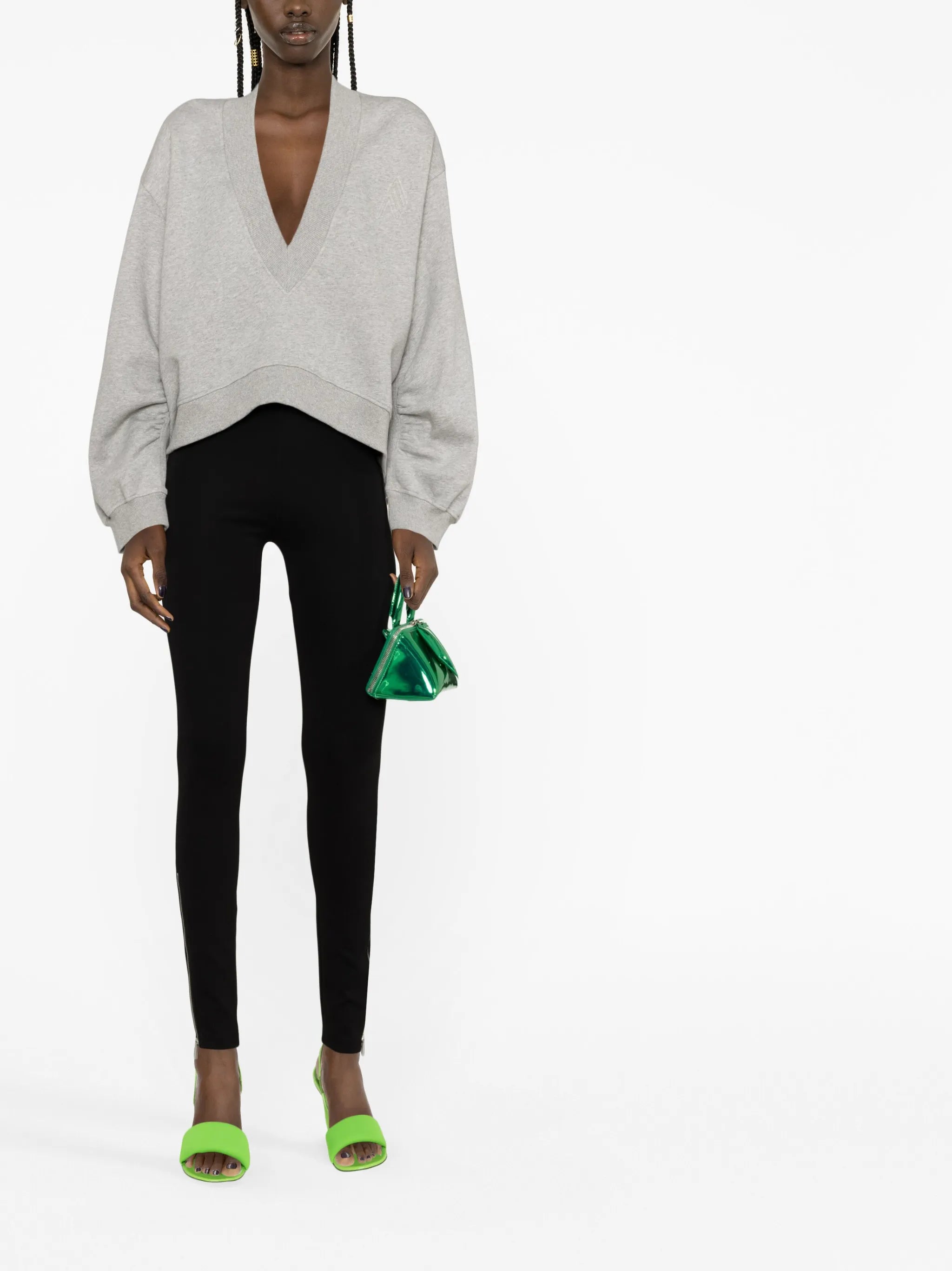 V-neck cotton sweatshirt