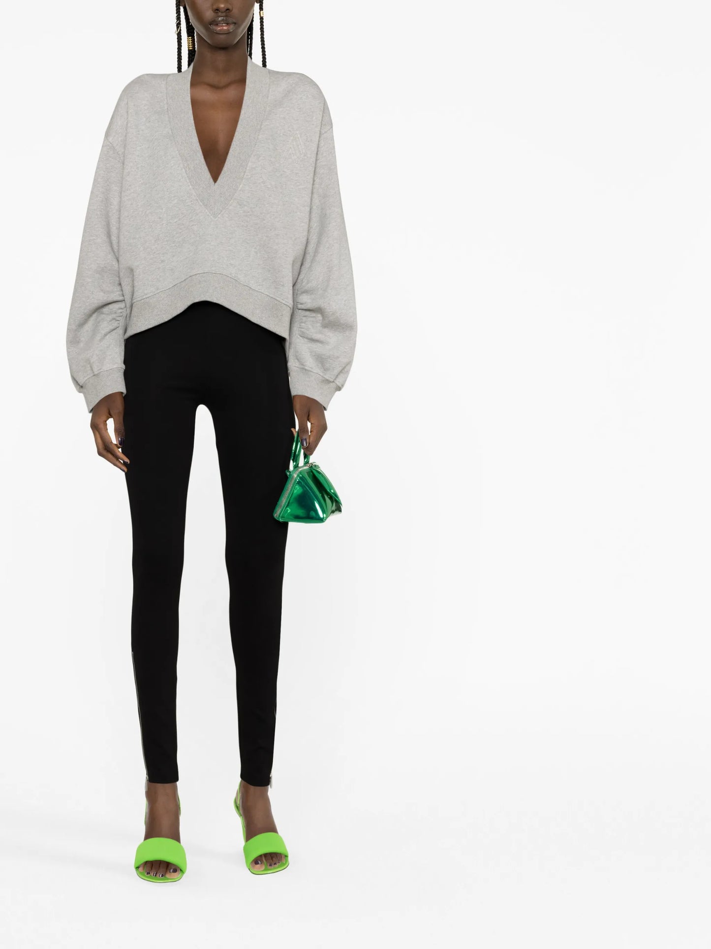 V-neck cotton sweatshirt