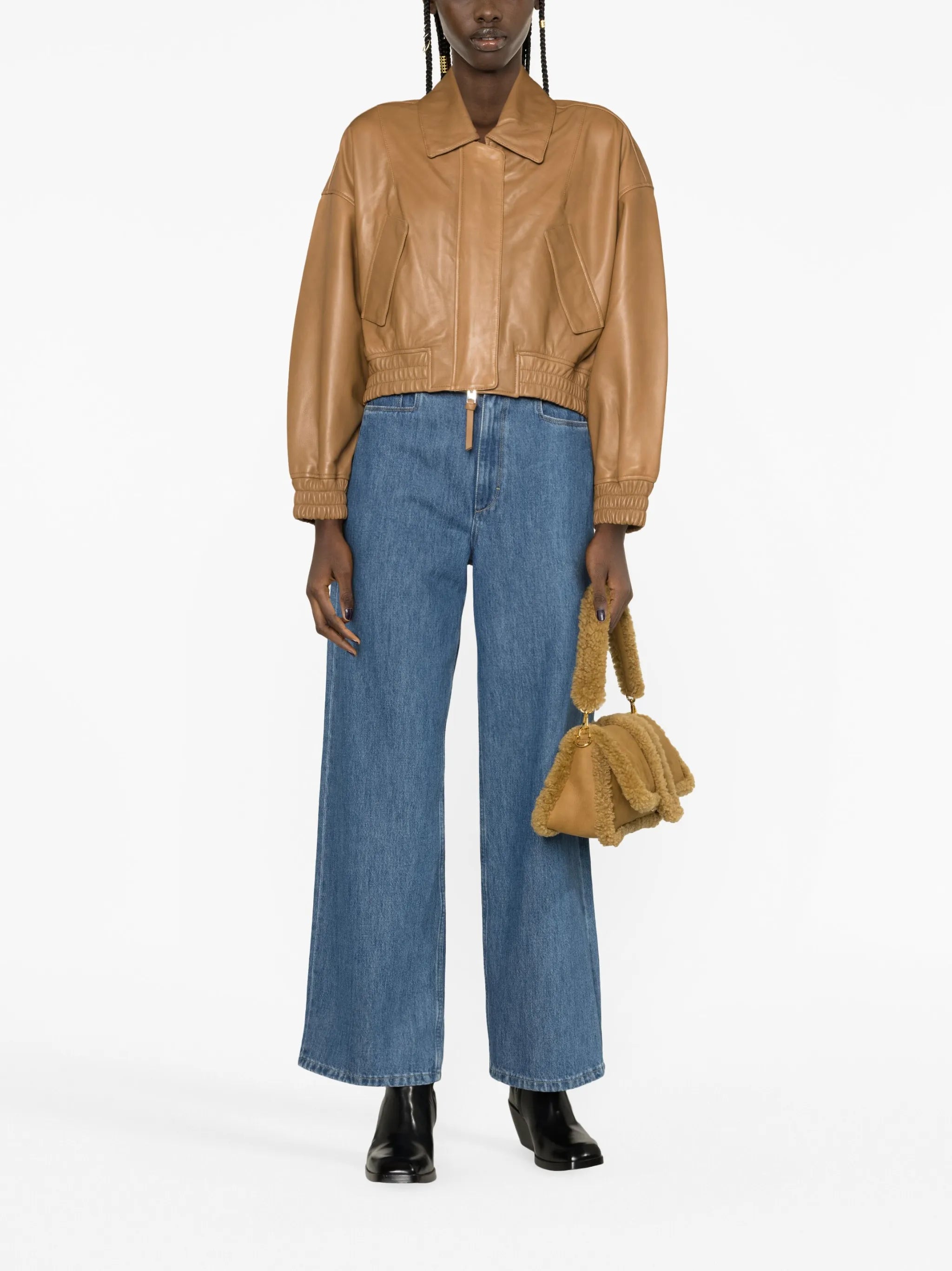 Elle leather bomber jacket
