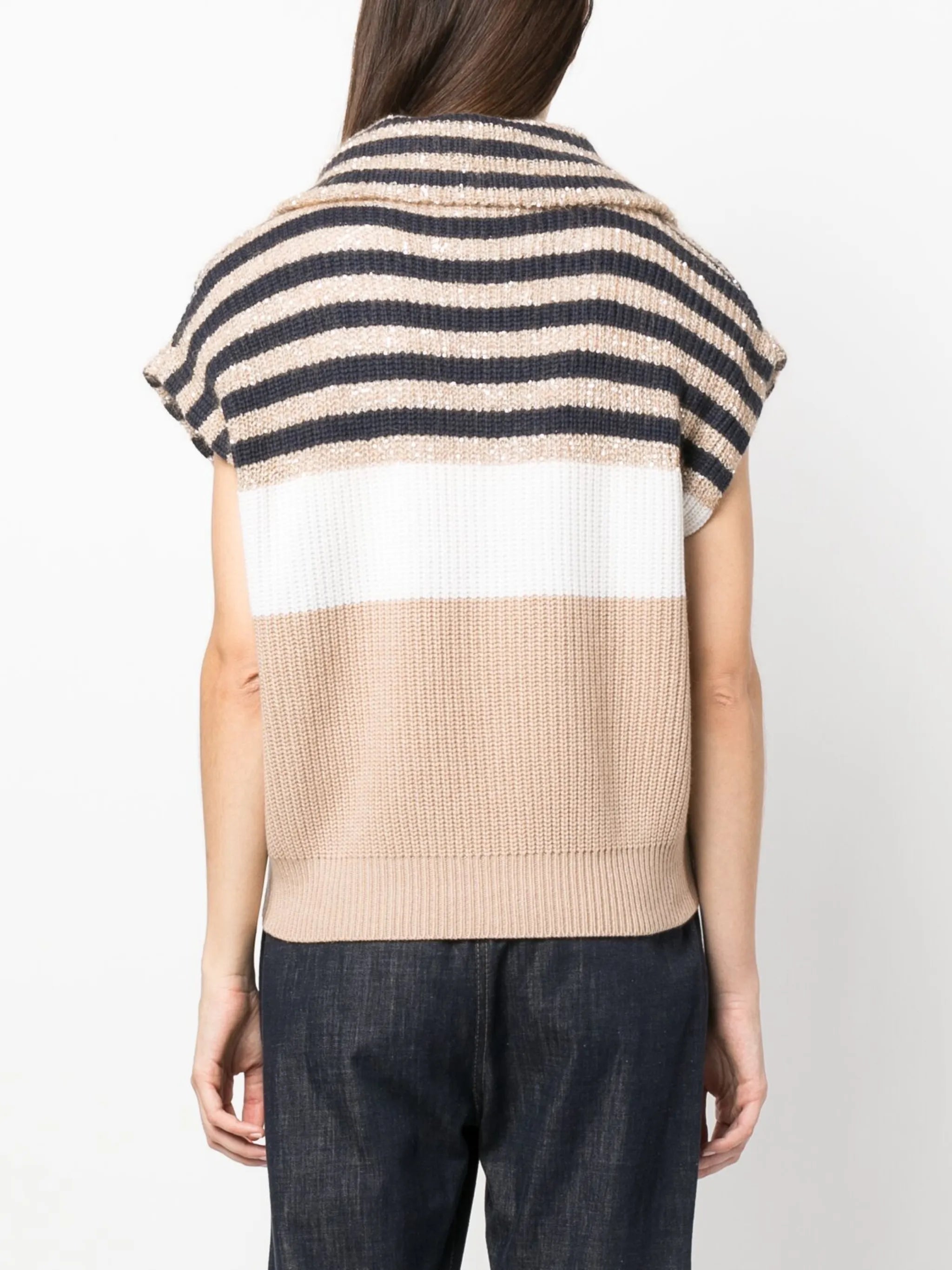 sequin-embellished ribbed-knit top