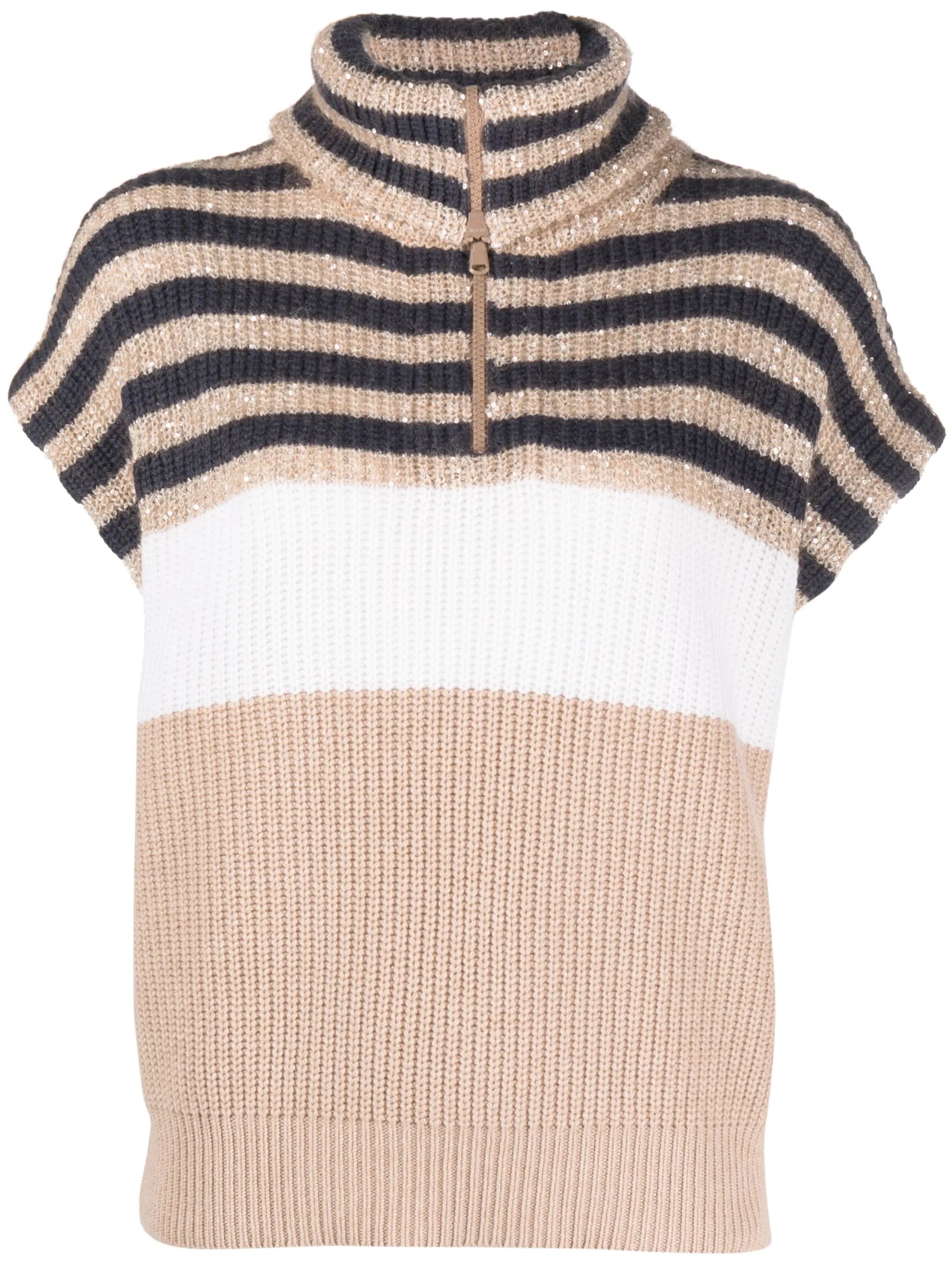 sequin-embellished ribbed-knit top