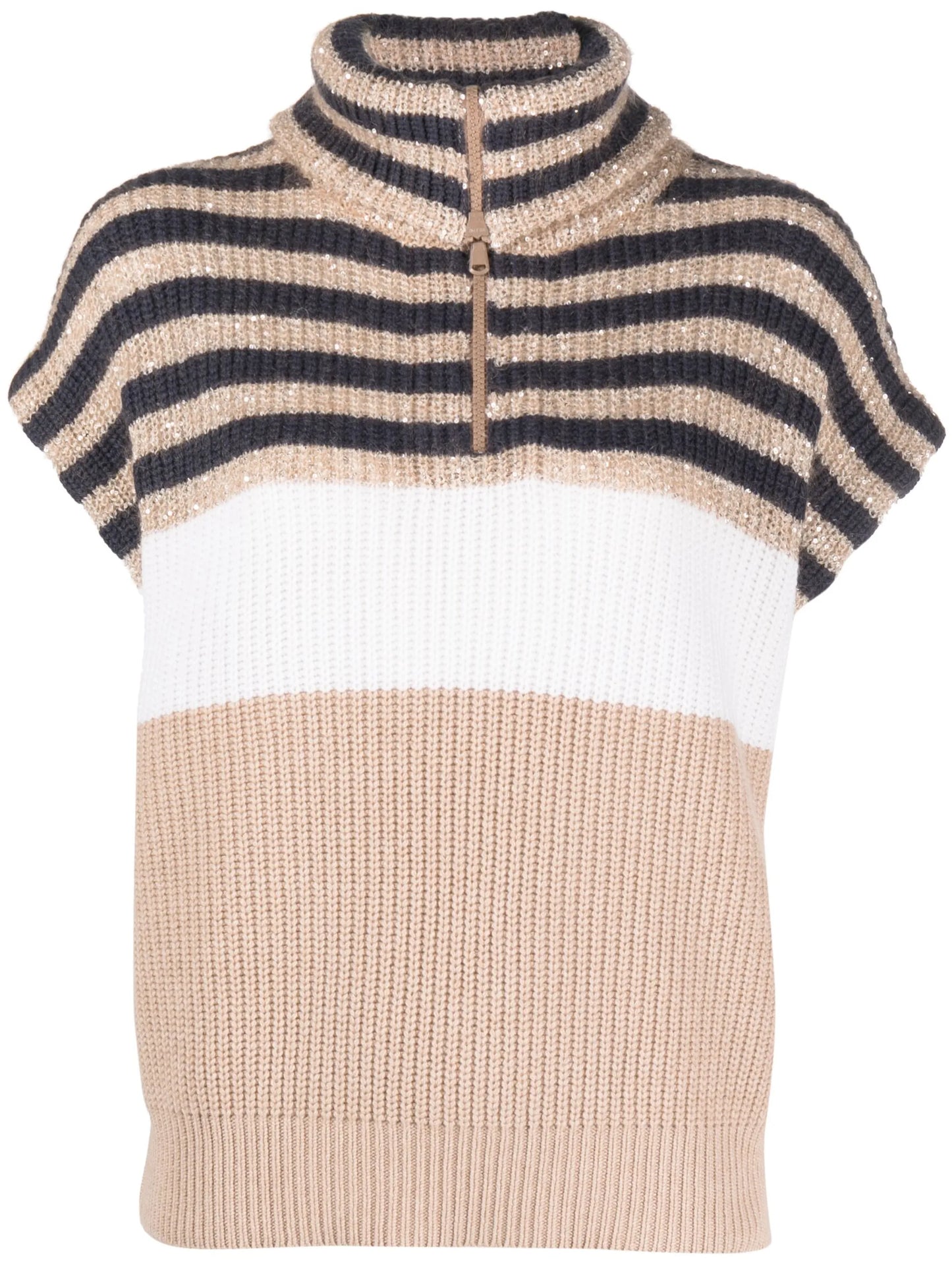 sequin-embellished ribbed-knit top