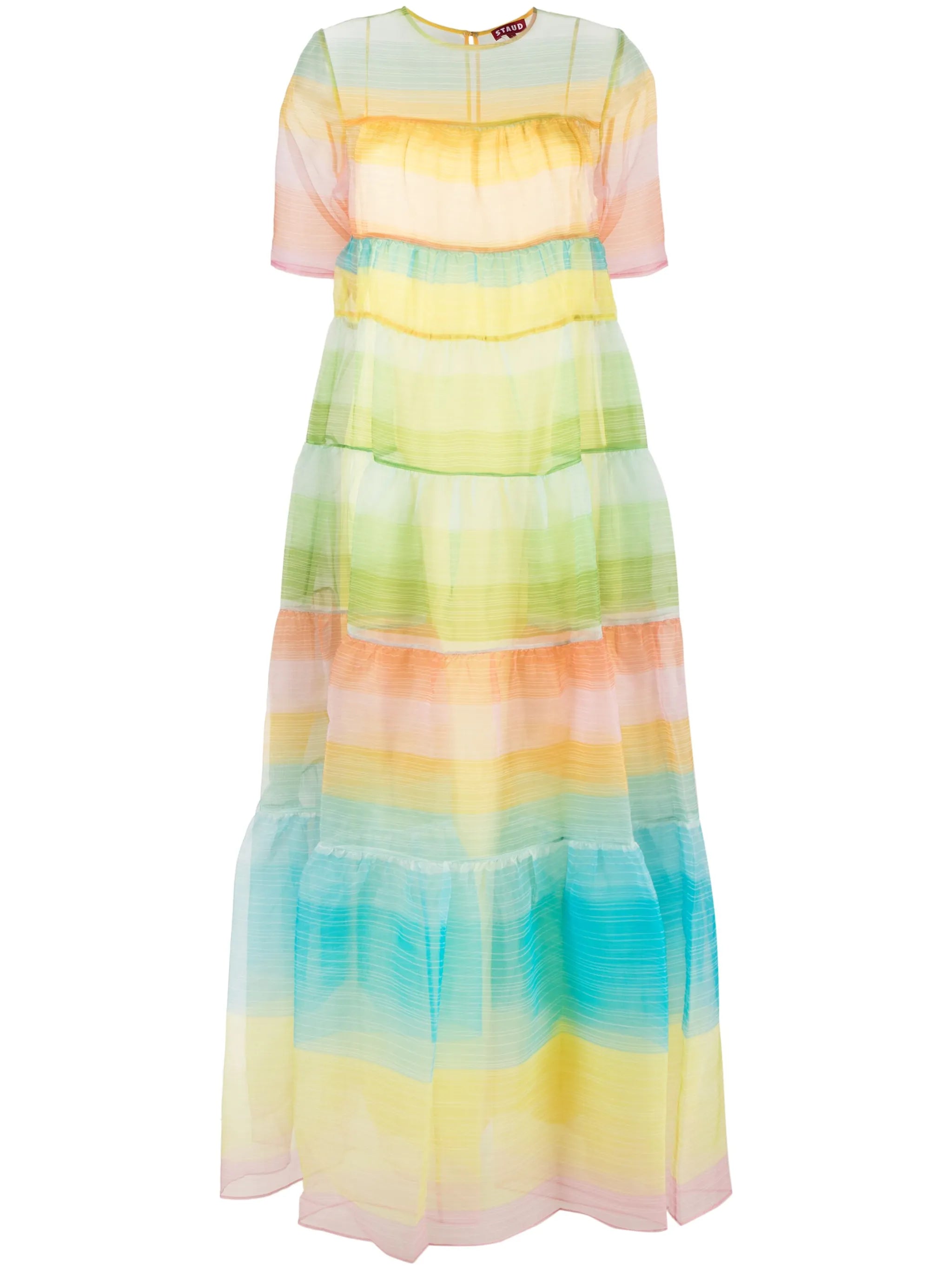 Hyacinth striped tiered organza dress