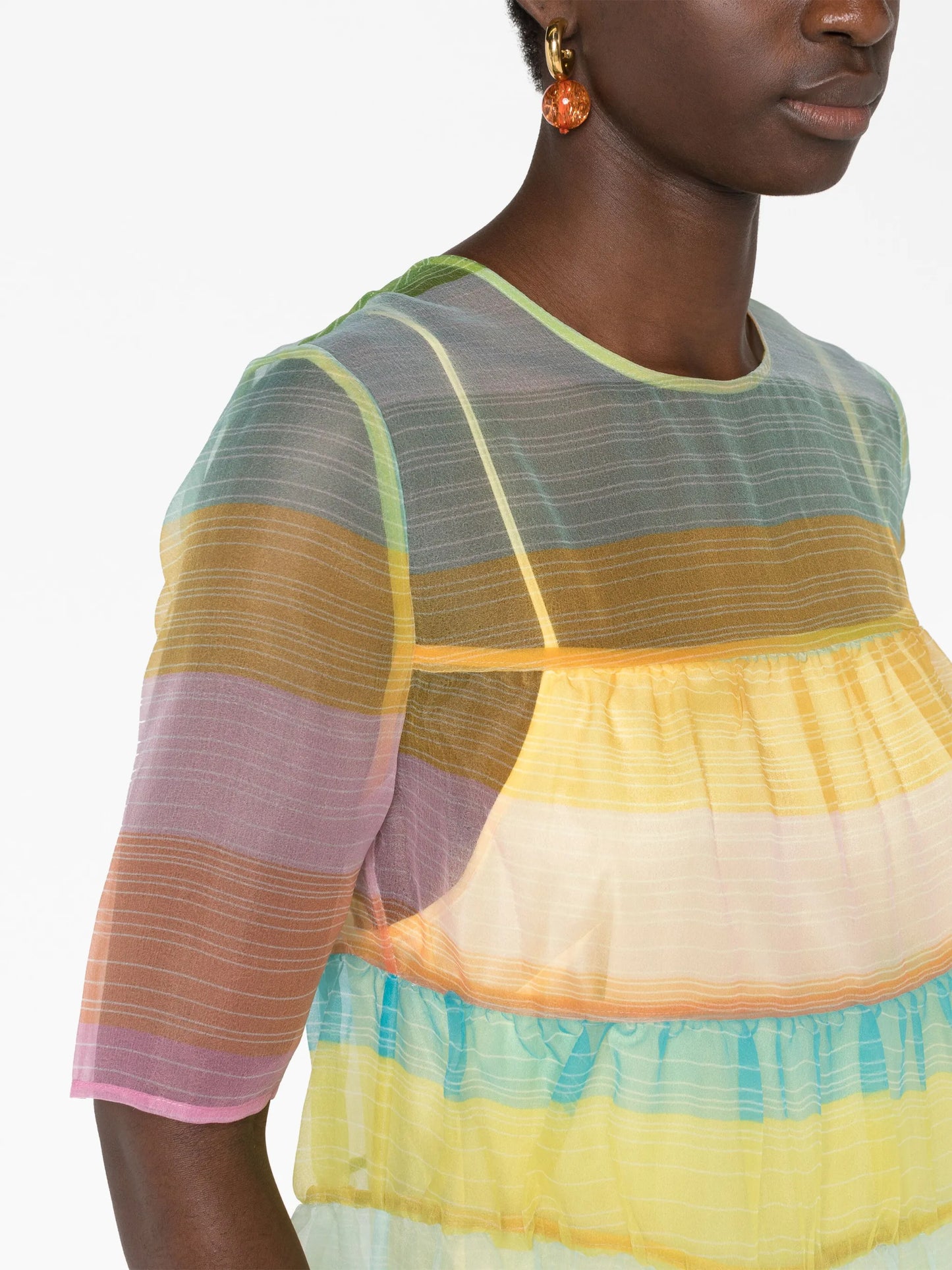 Hyacinth striped tiered organza dress