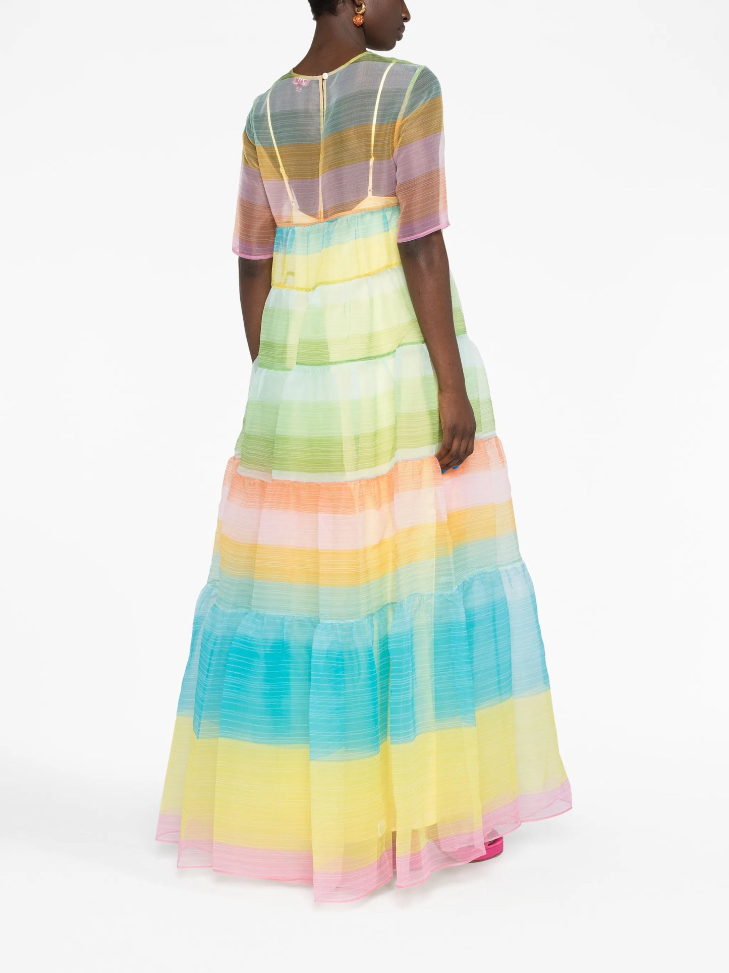Hyacinth striped tiered organza dress