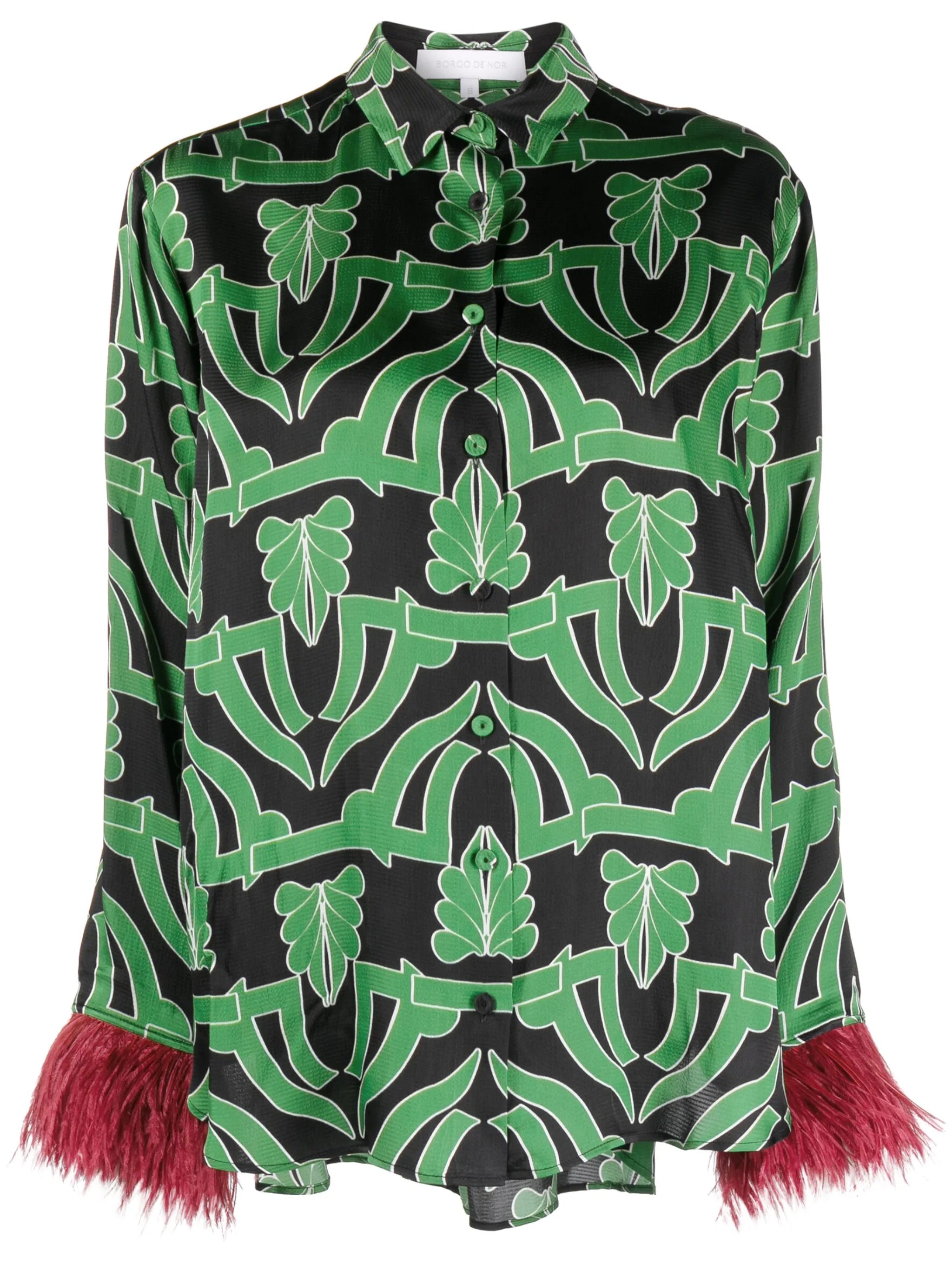 Nova Hammered feather-trim satin shirt