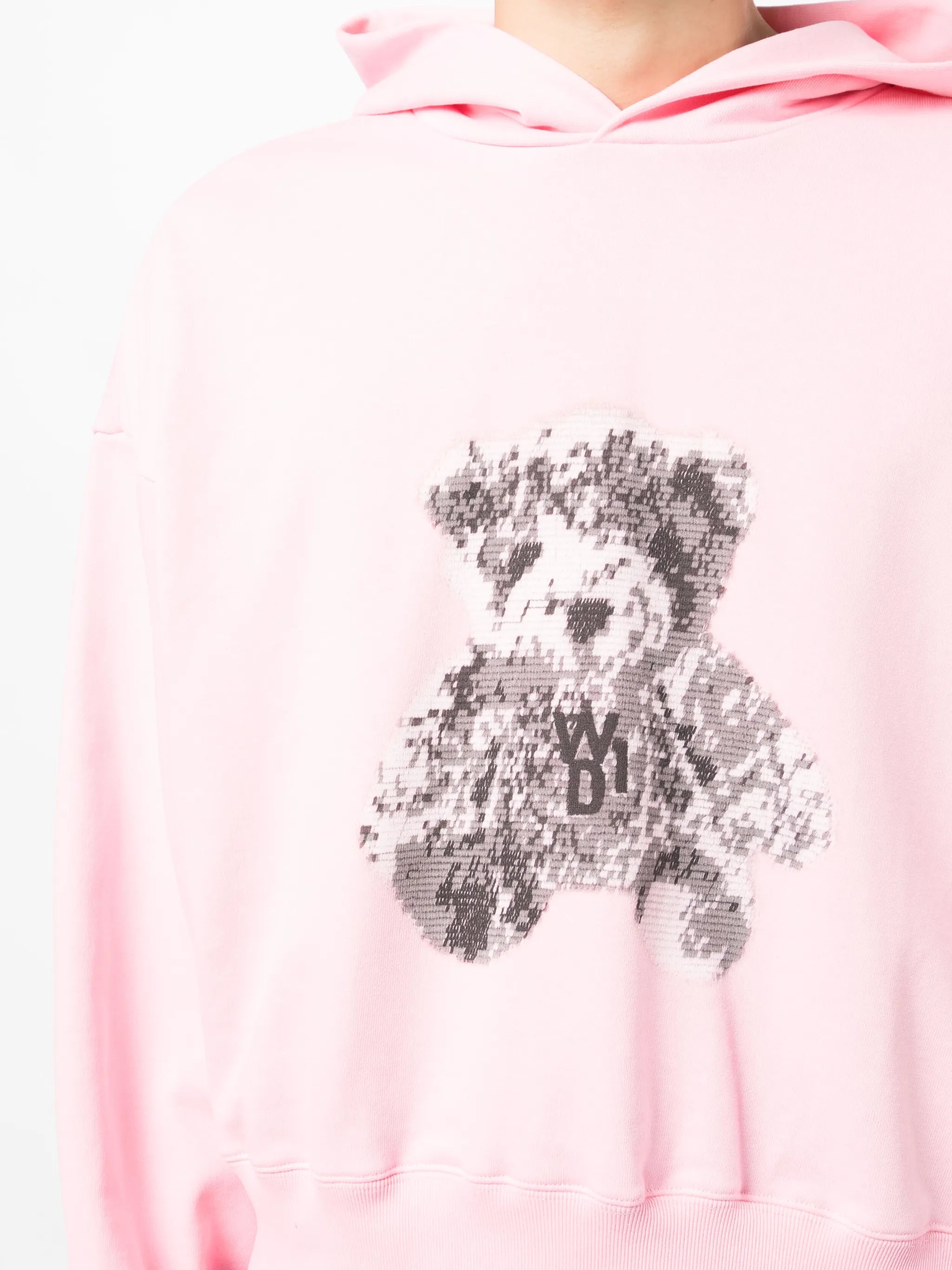 teddy bear-print cotton hoodie