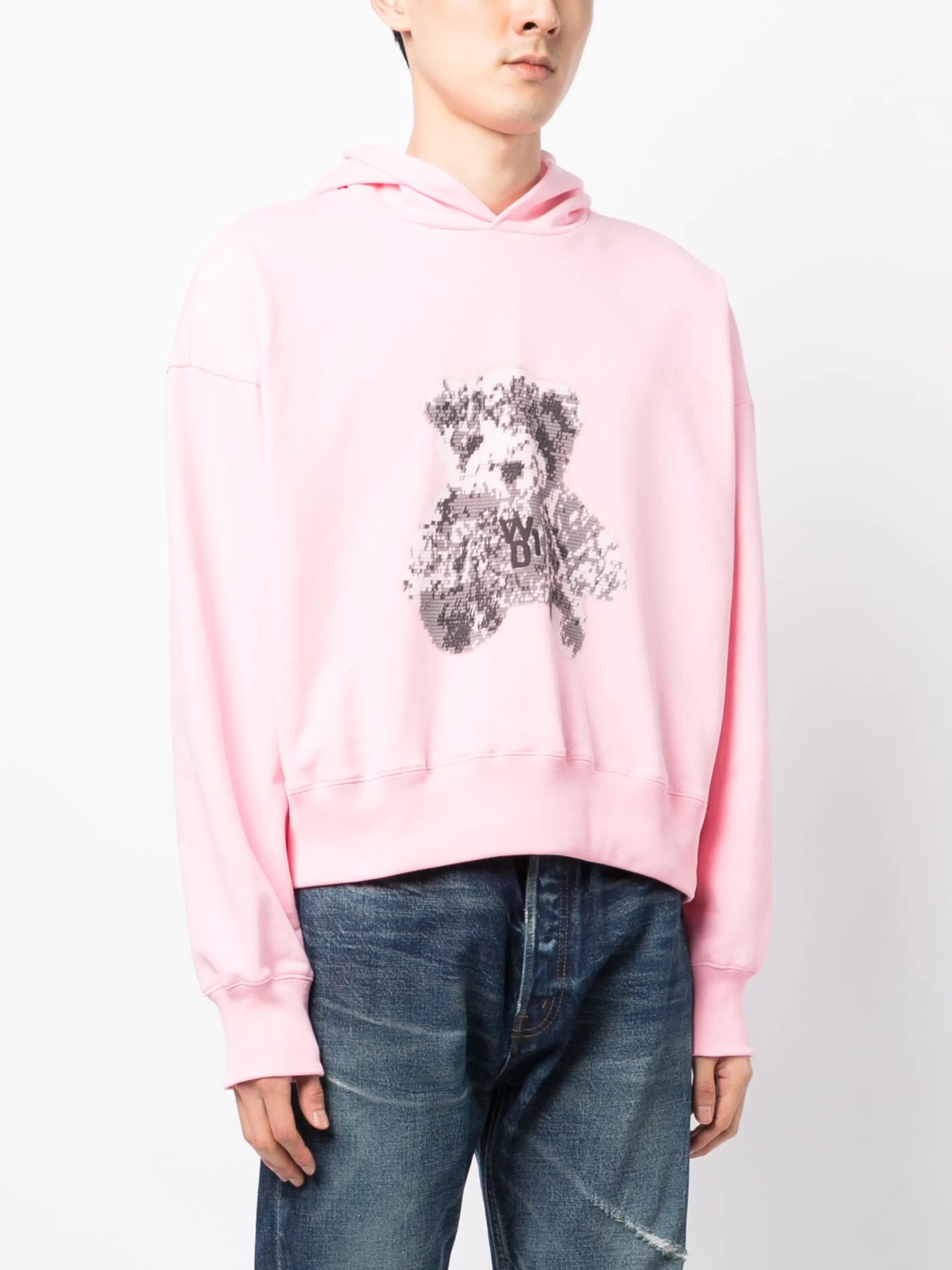 teddy bear-print cotton hoodie