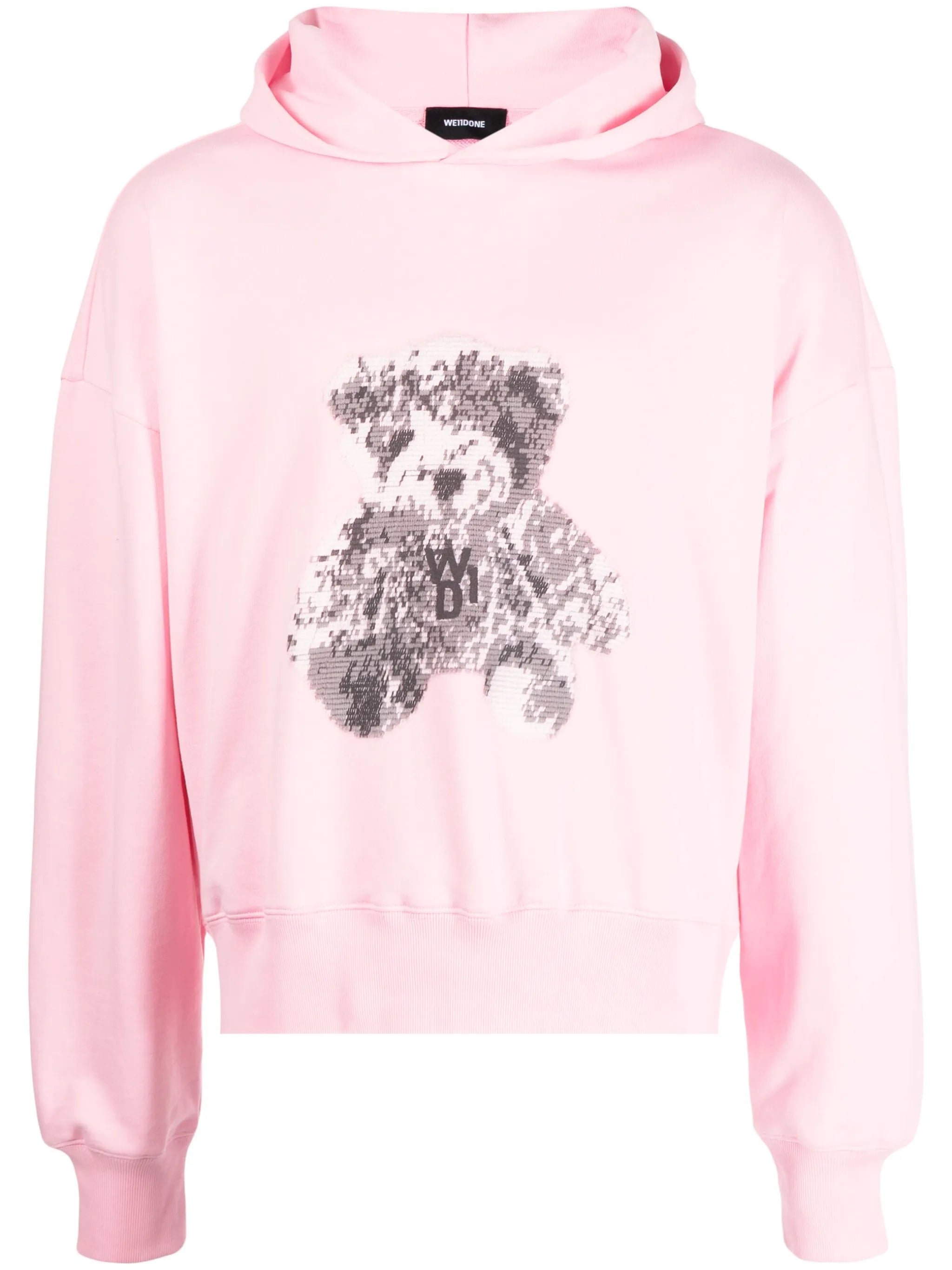 teddy bear-print cotton hoodie