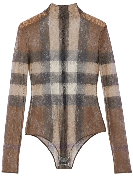 checkered lace bodysuit