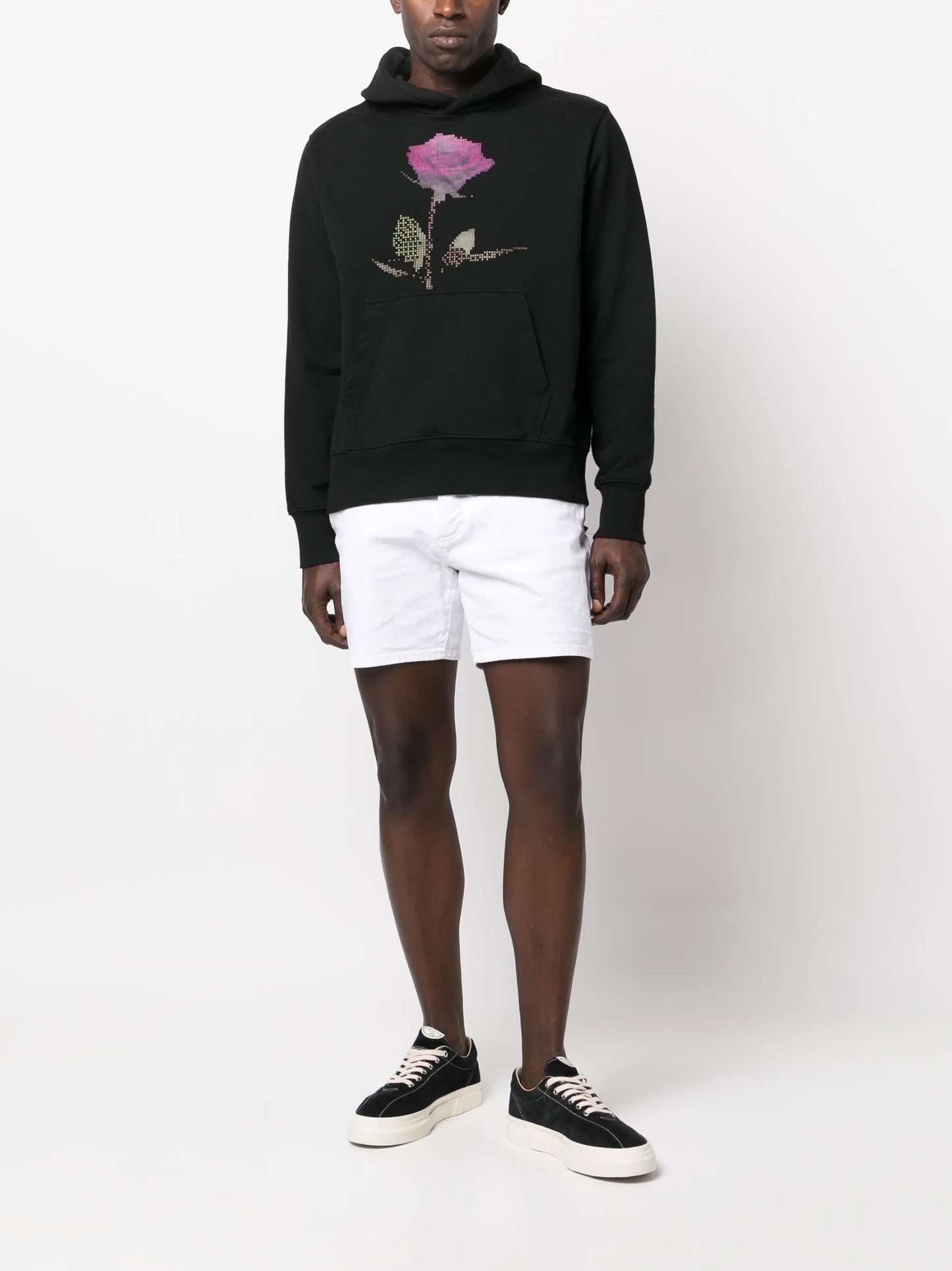 thigh-length cotton shorts
