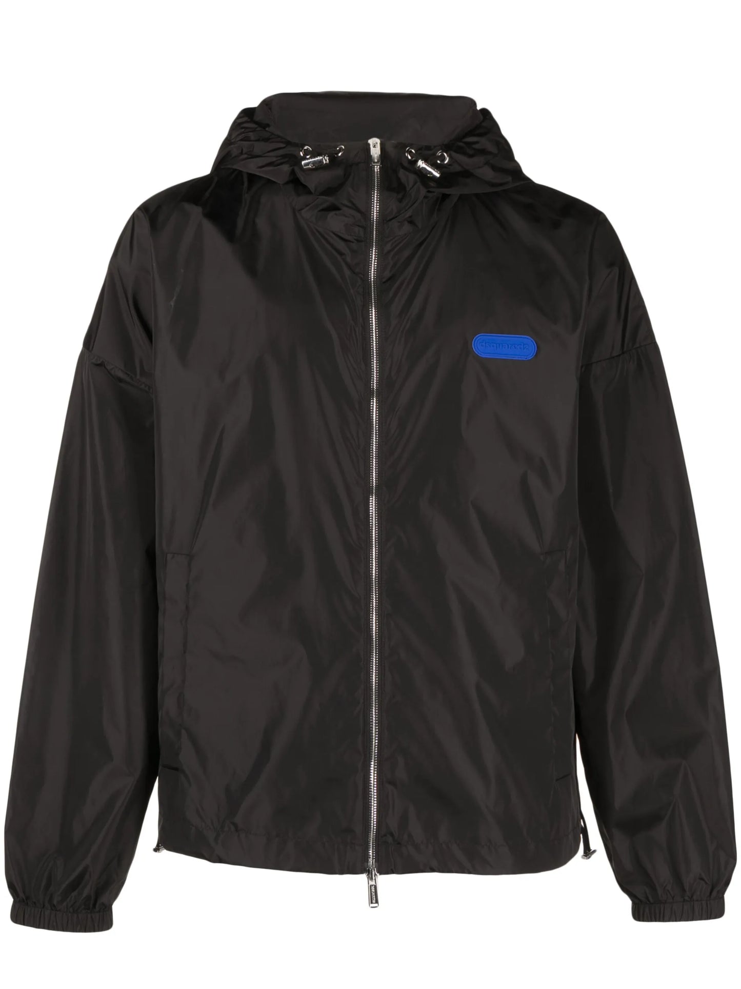 logo-patch hooded windbreaker jacket