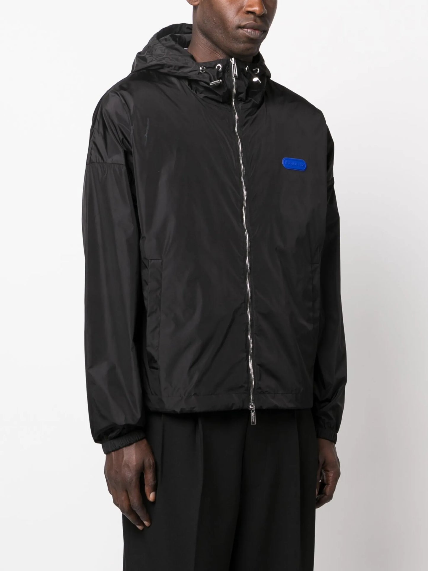 logo-patch hooded windbreaker jacket
