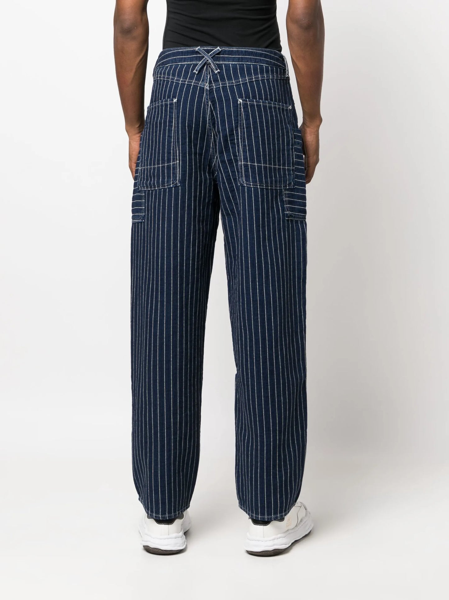straight-leg striped cargo jeans