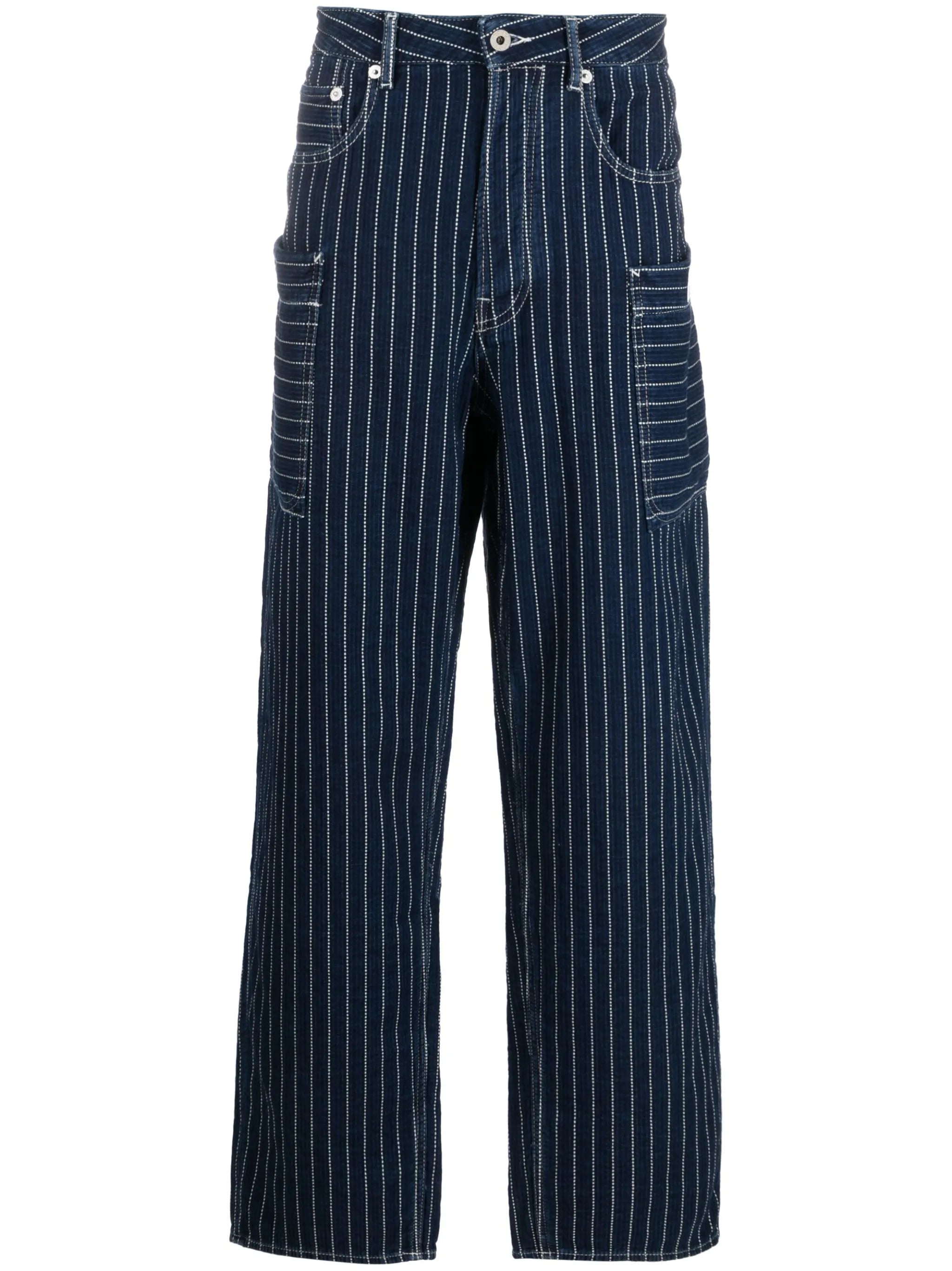 straight-leg striped cargo jeans
