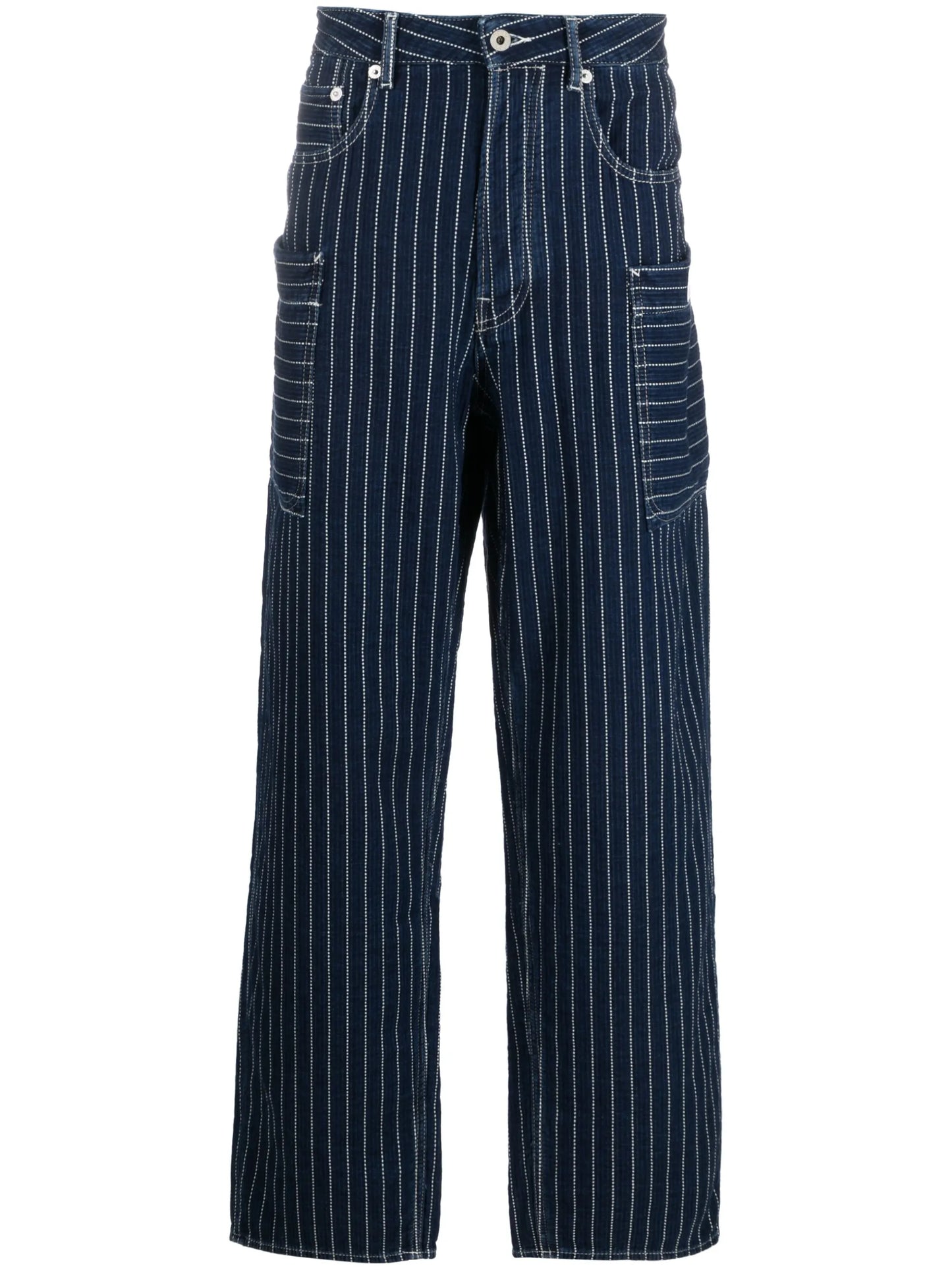 straight-leg striped cargo jeans