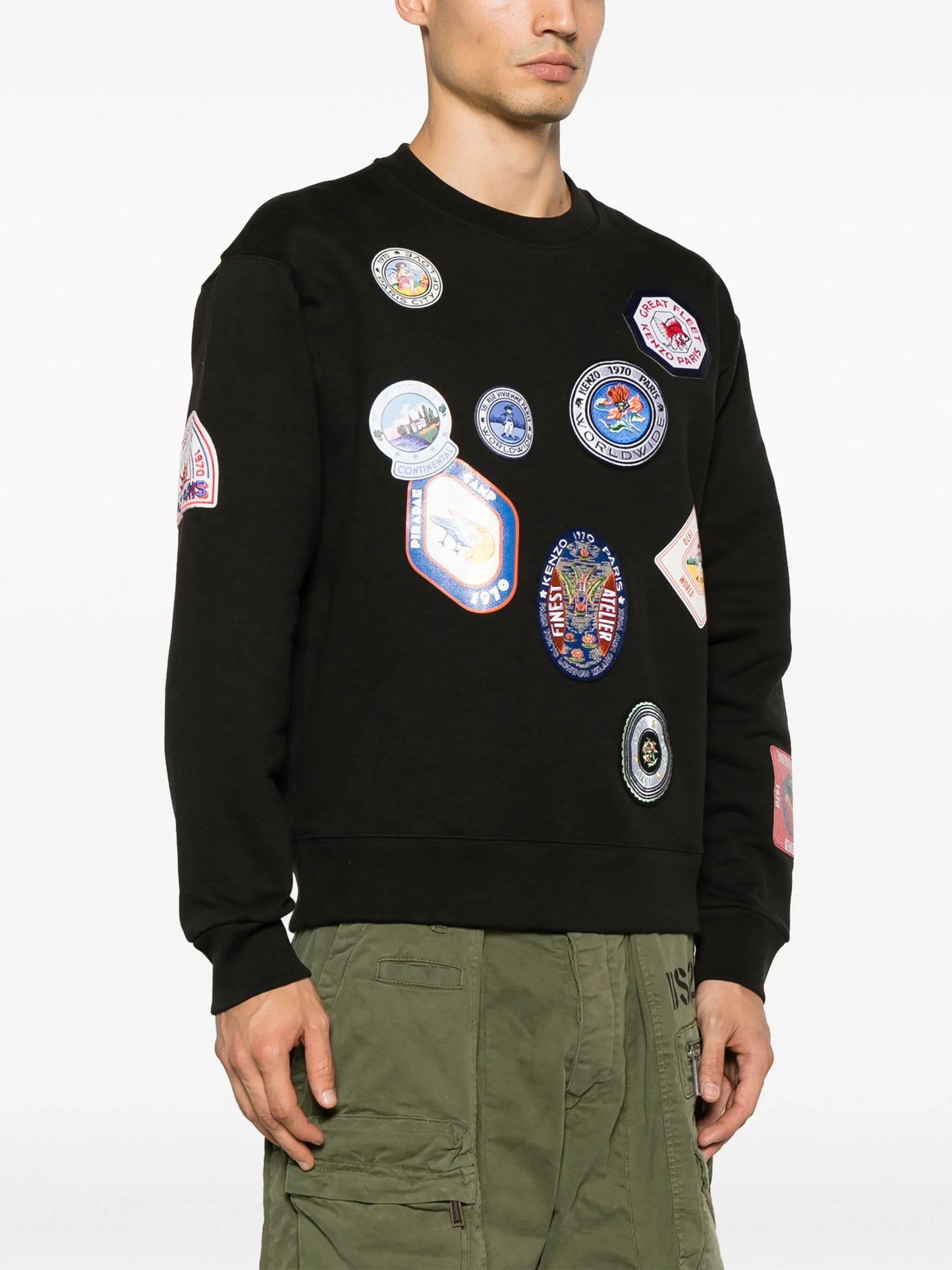 logo-patches drop-shoulder sweatshirt