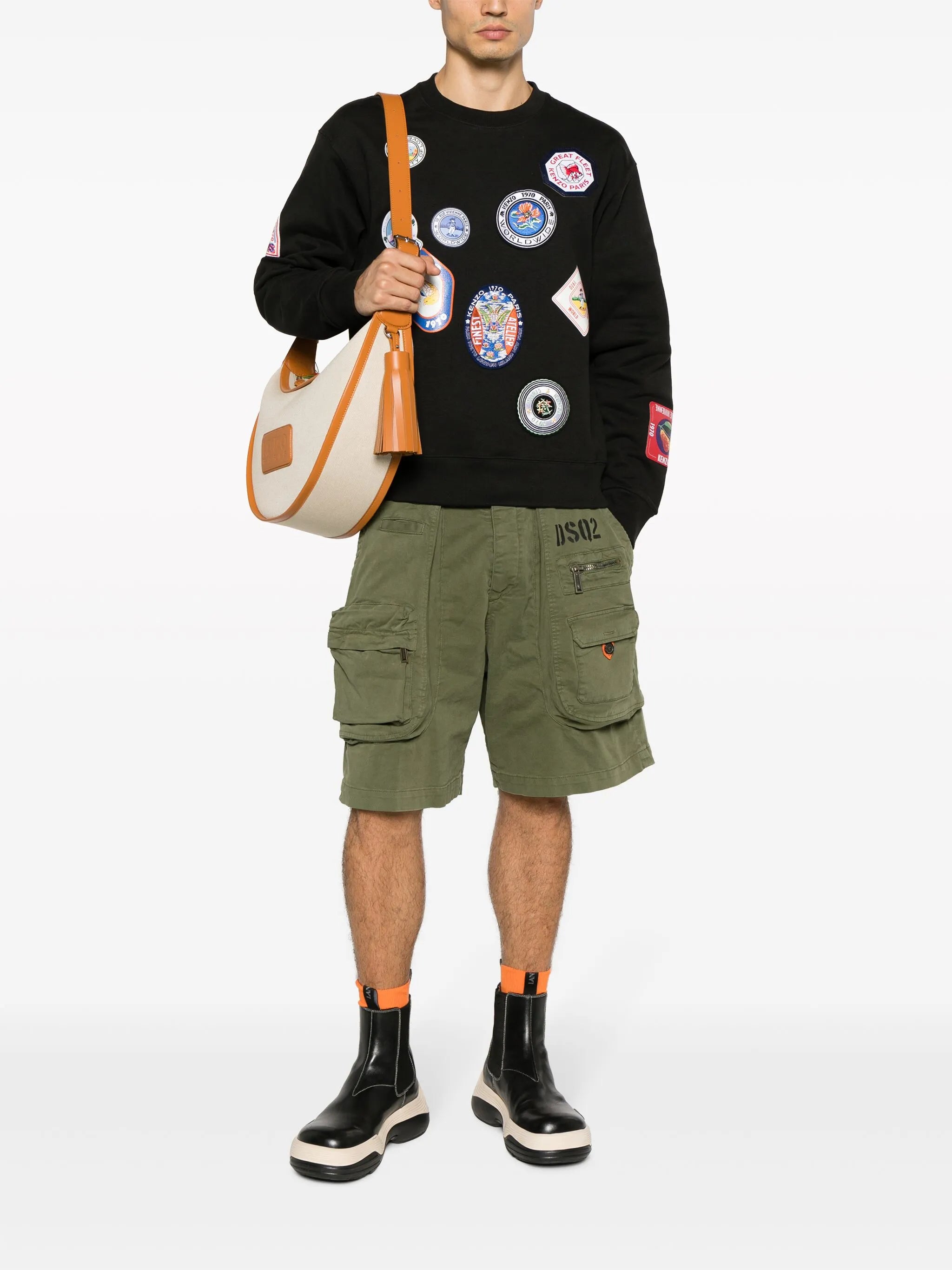 logo-patches drop-shoulder sweatshirt