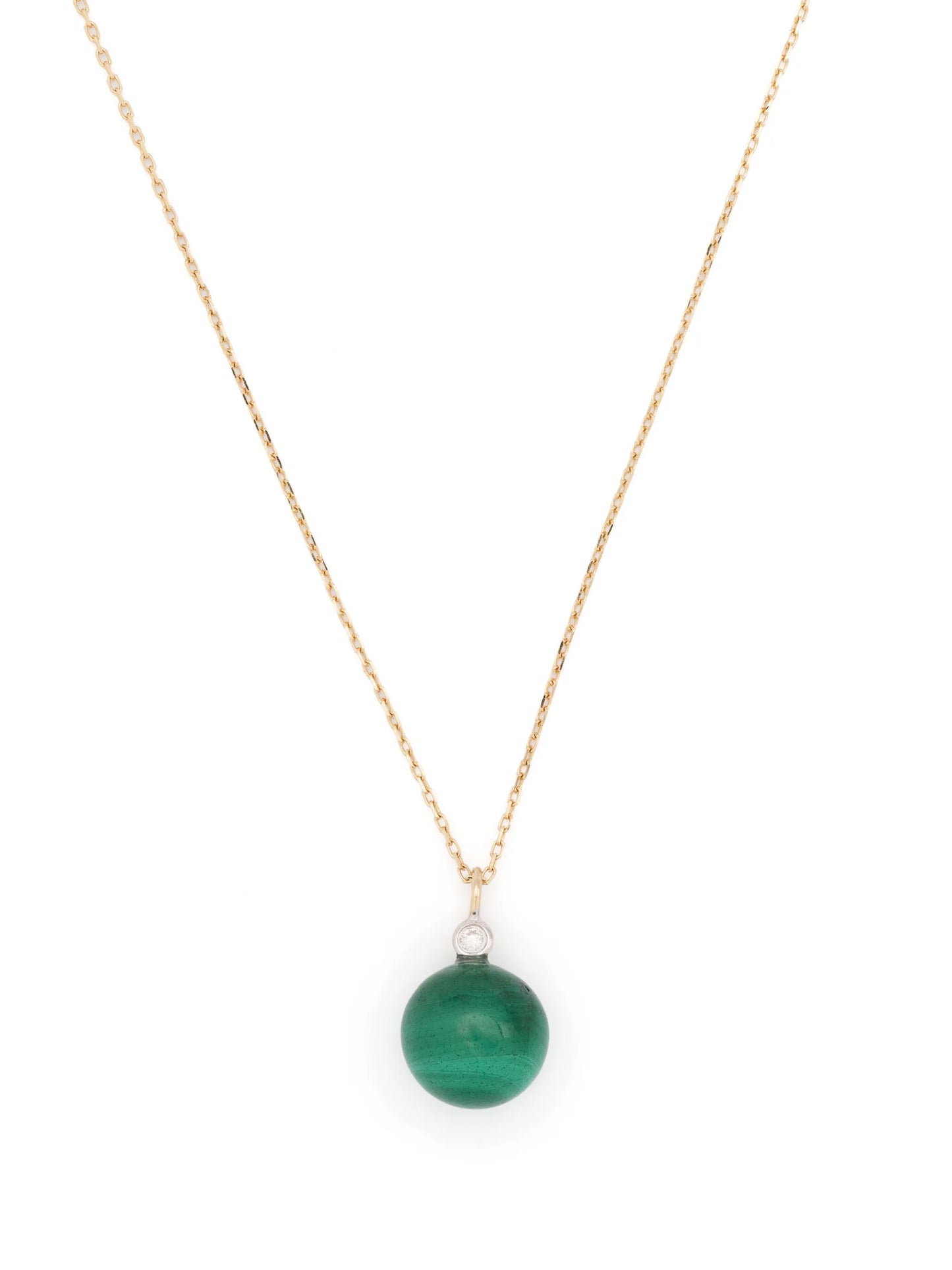 14kt yellow gold Dot malachite and diamond necklace