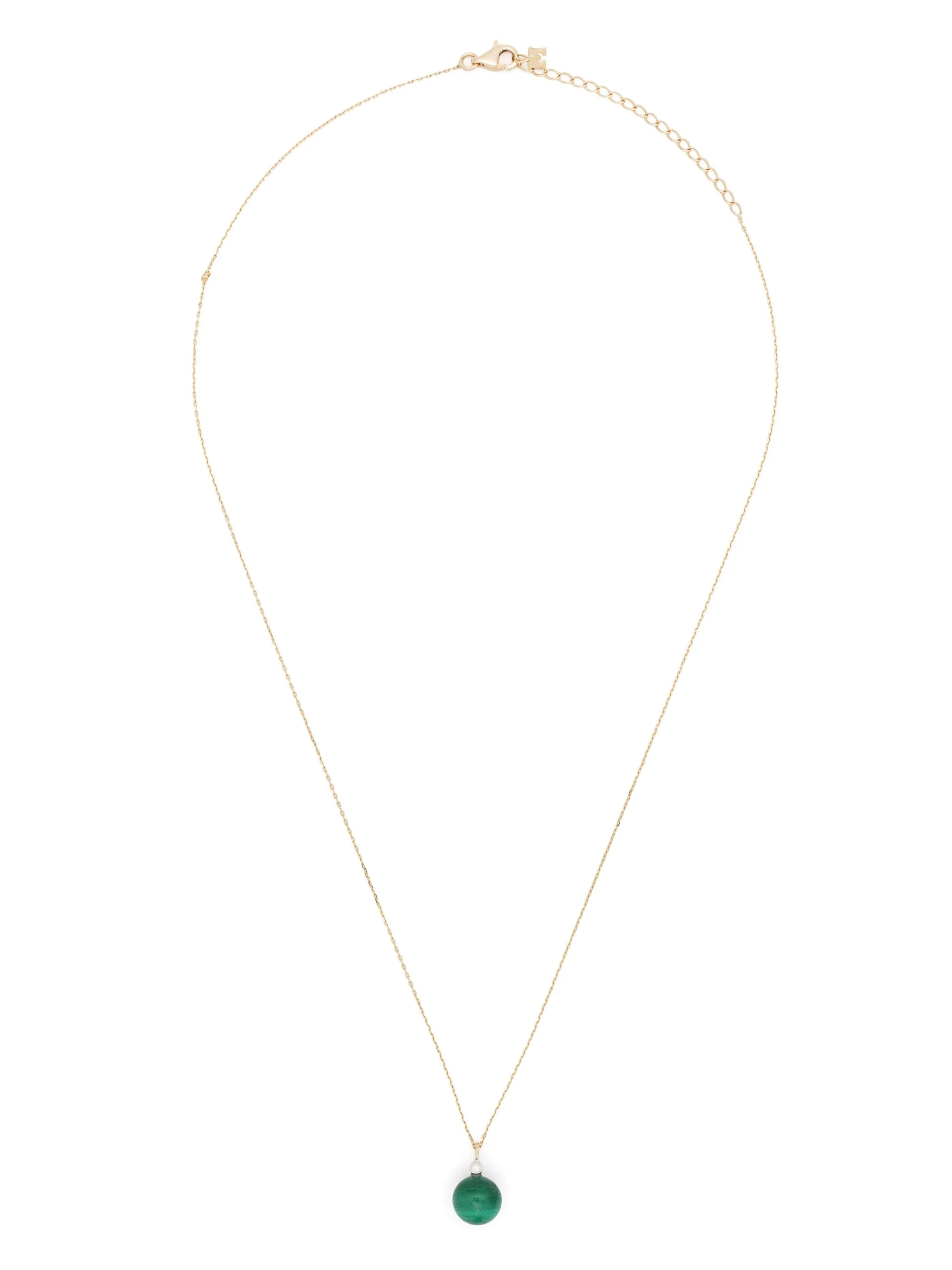 14kt yellow gold Dot malachite and diamond necklace