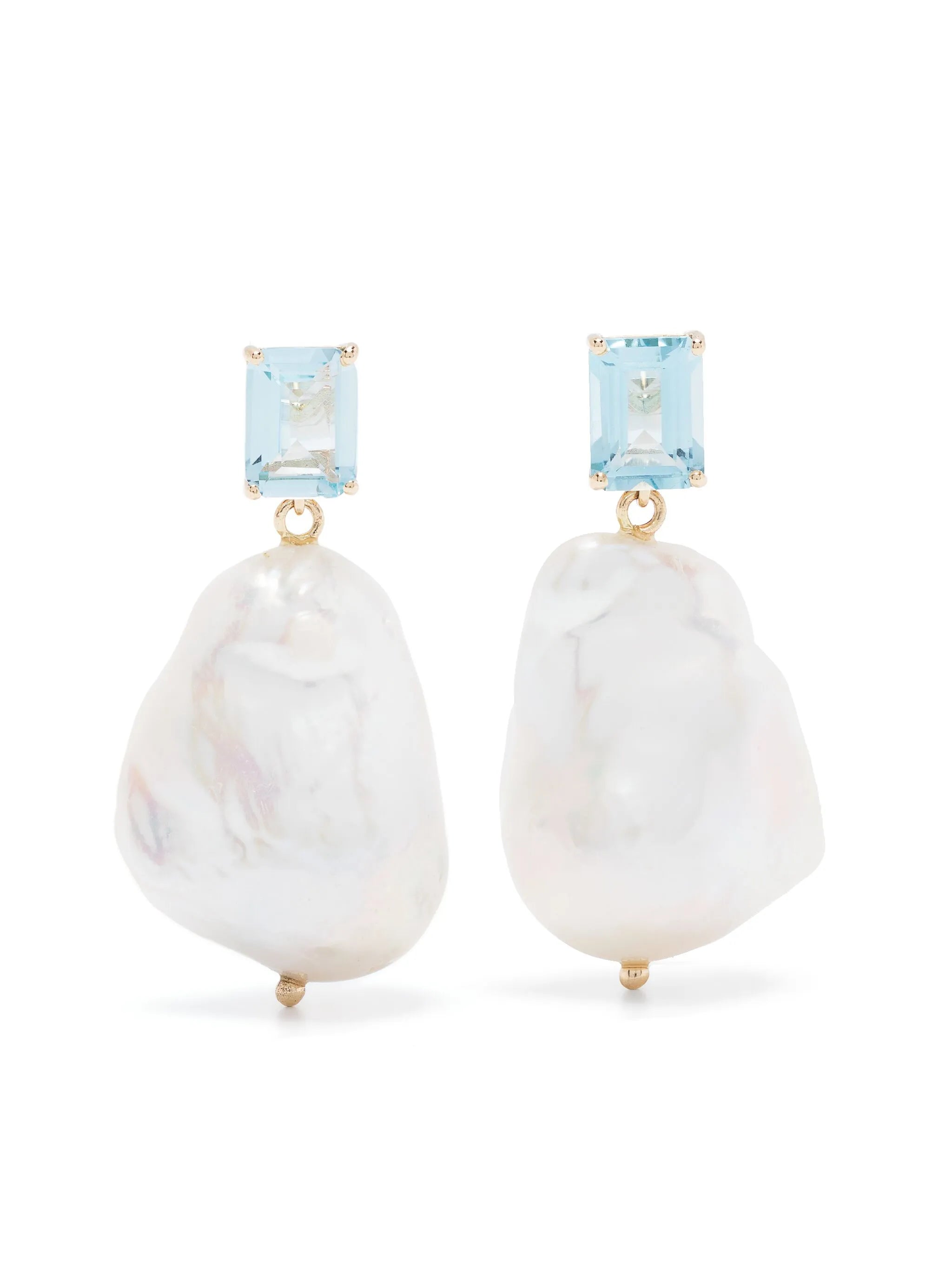 14kt yellow gold topaz and baroque pearl drop earrings