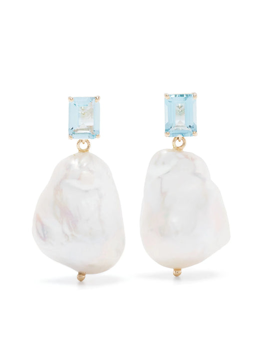 14kt yellow gold topaz and baroque pearl drop earrings