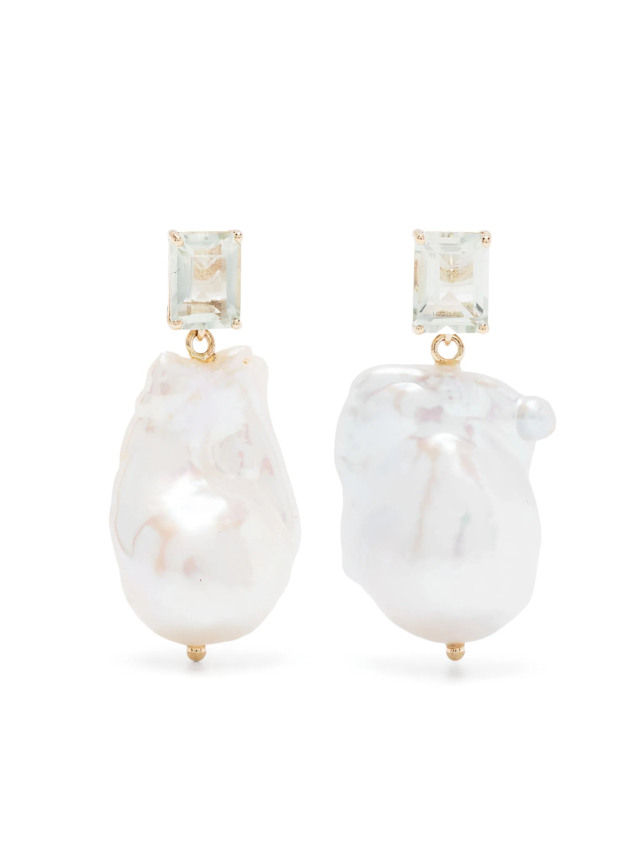 14kt yellow gold amethyst and baroque pearl drop earrings