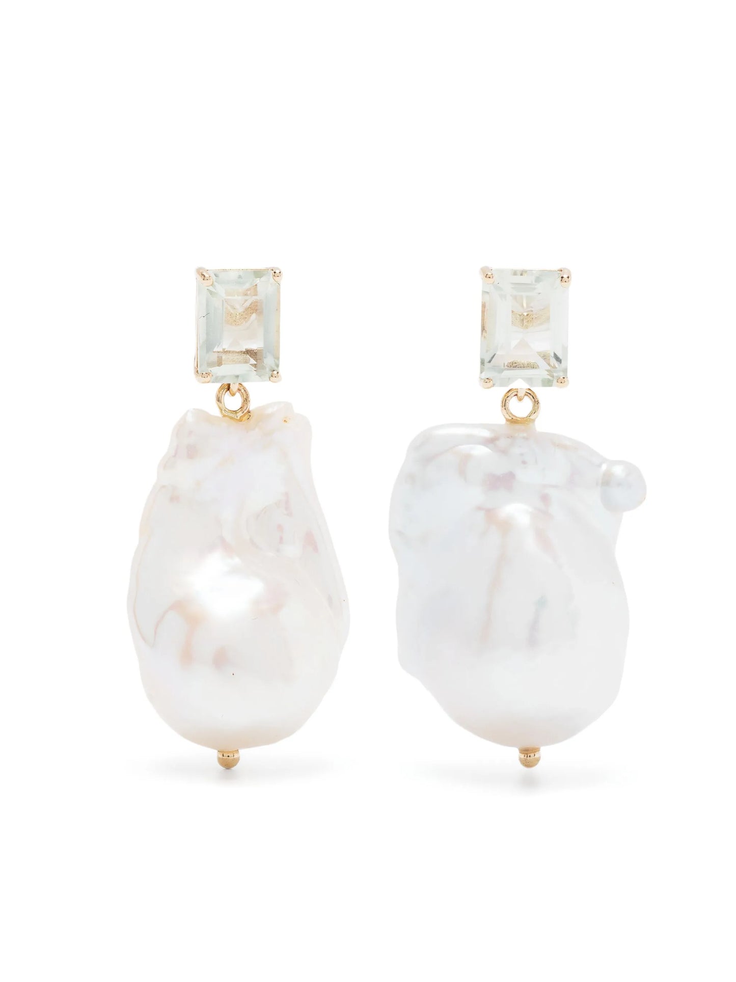 14kt yellow gold amethyst and baroque pearl drop earrings