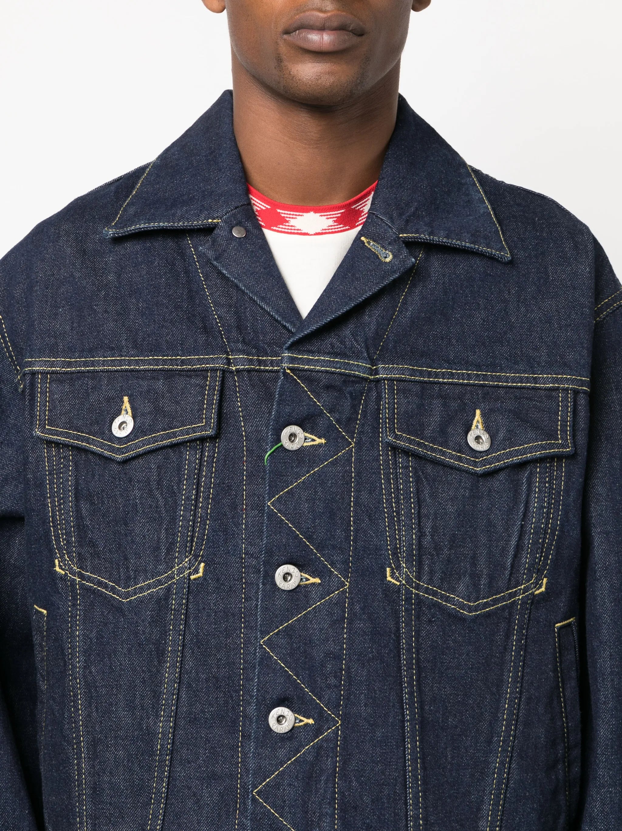 contrast-stitch denim jacket