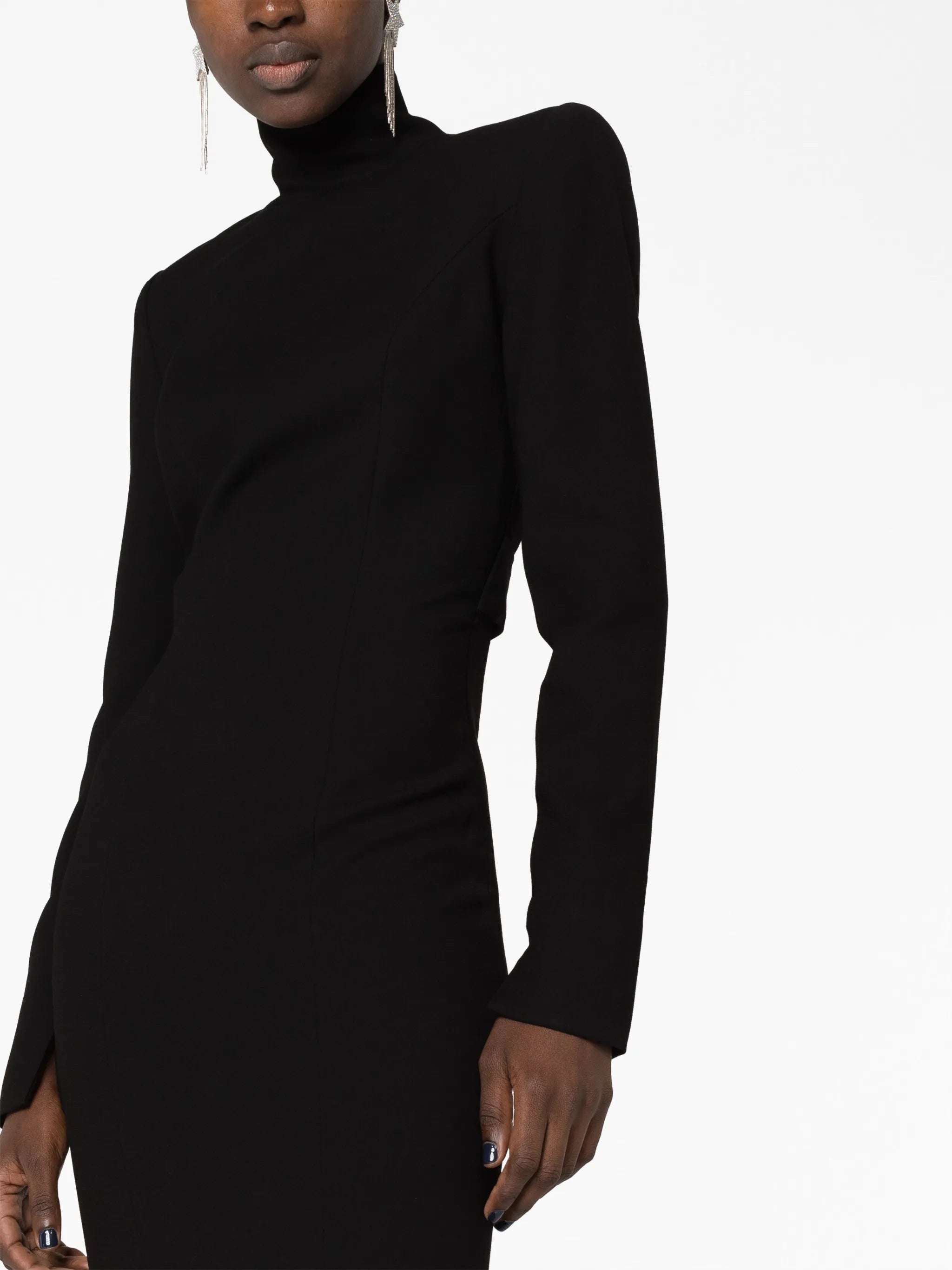 high-neck open-back maxi dress