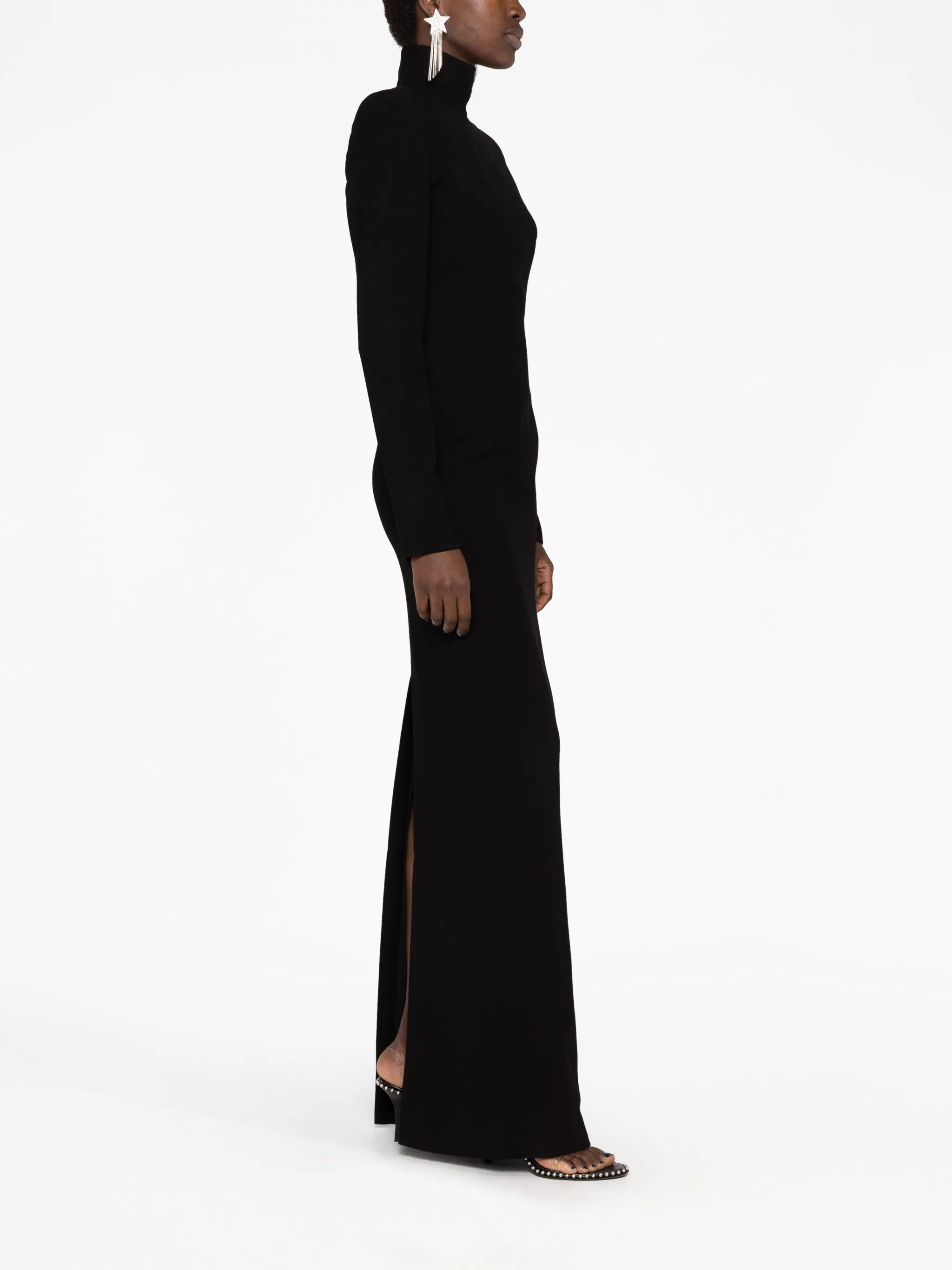 high-neck open-back maxi dress
