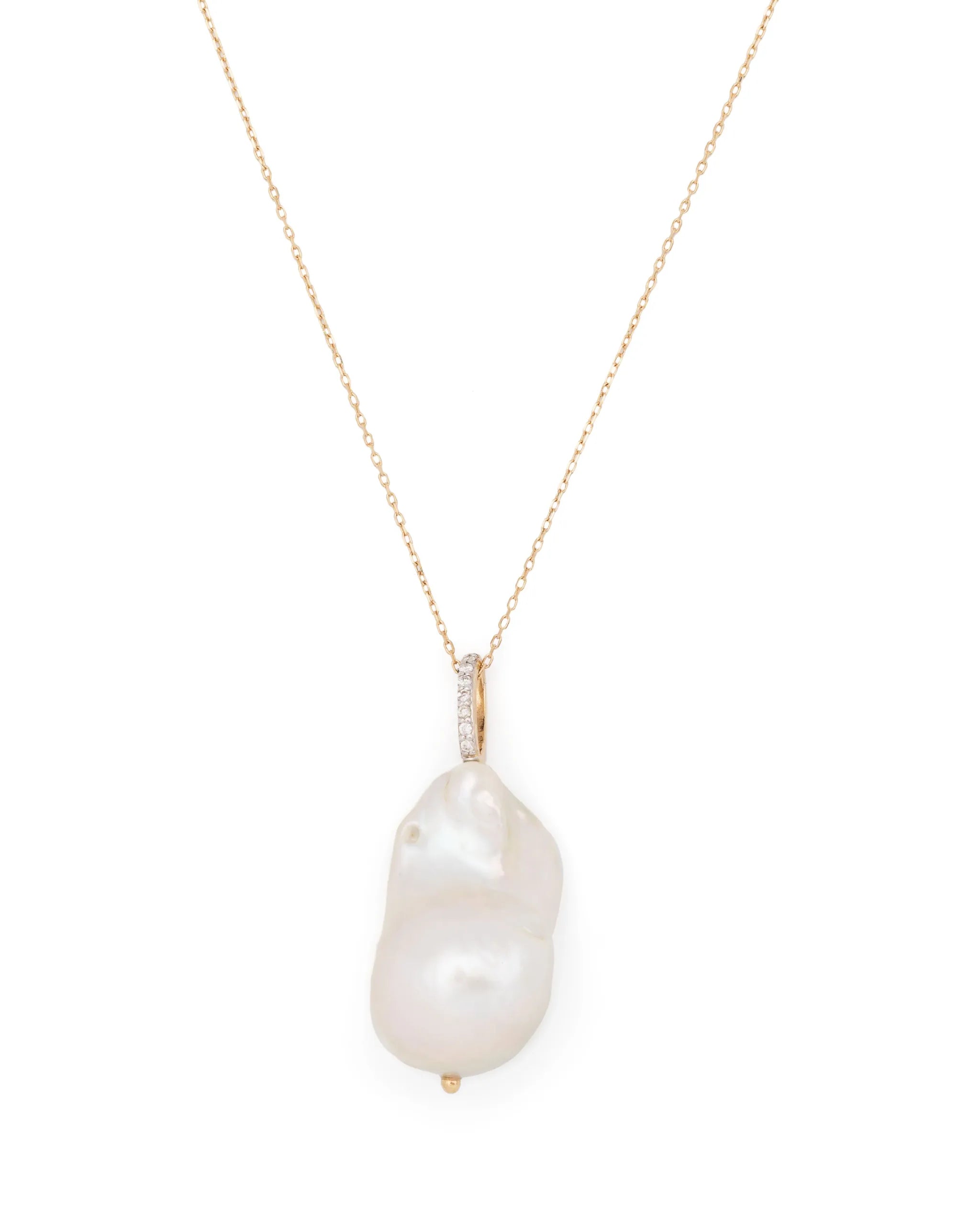 14kt yellow gold baroque pearl necklace