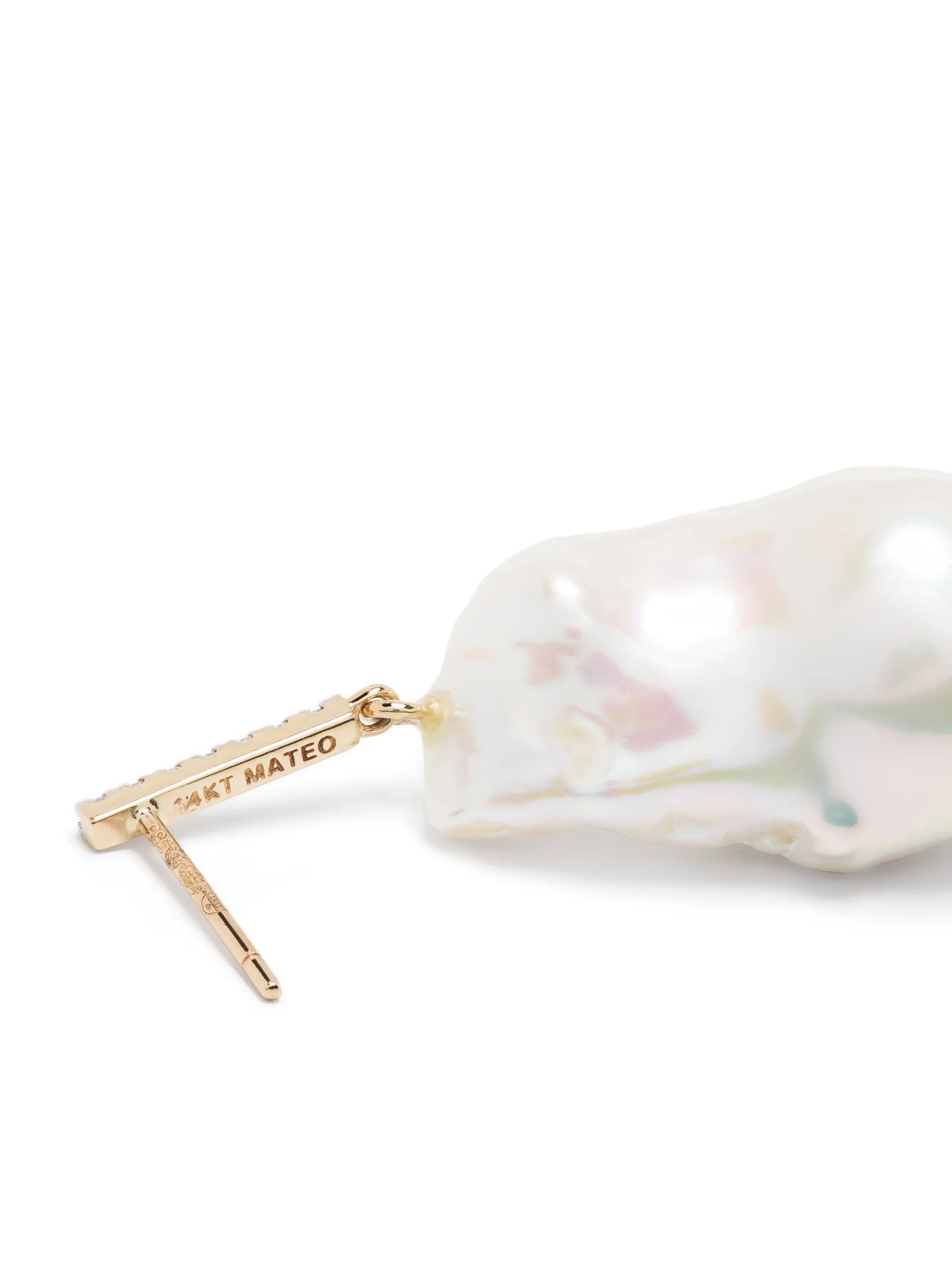 14kt yellow gold diamond bar baroque pearl earrings