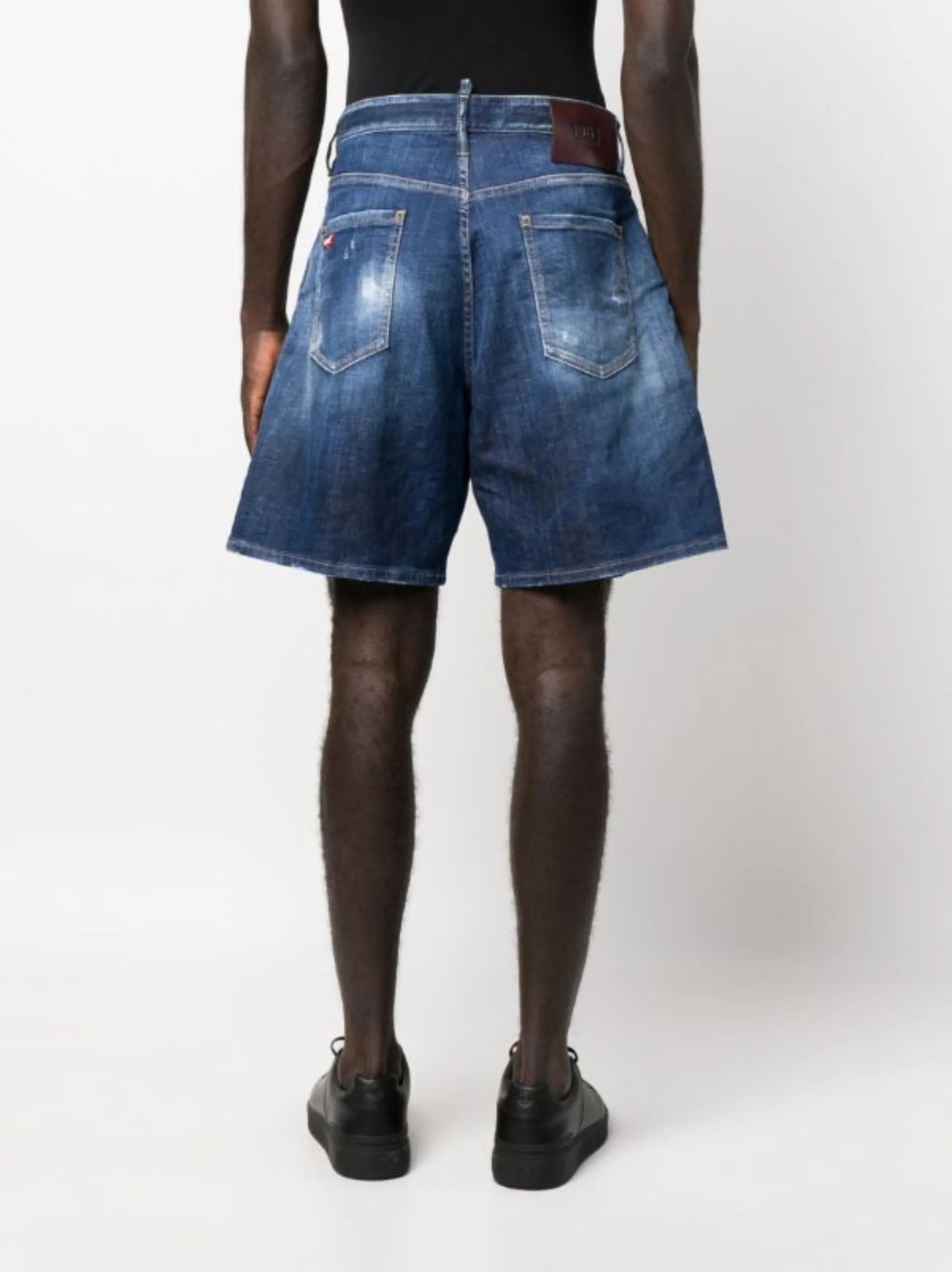 wide-leg denim shorts