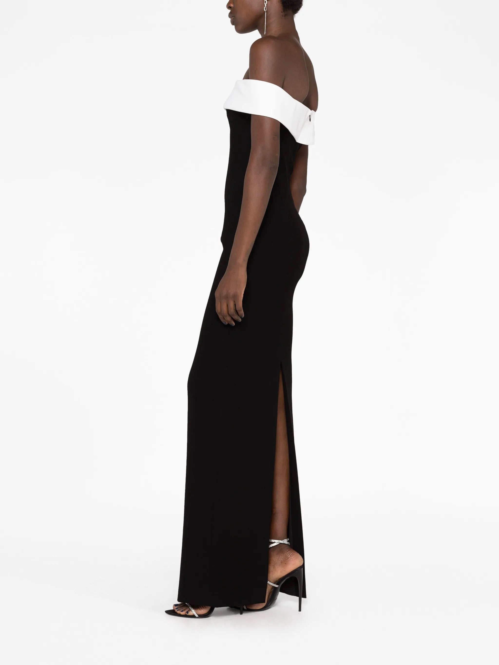 colour-block off-shoulder maxi dress