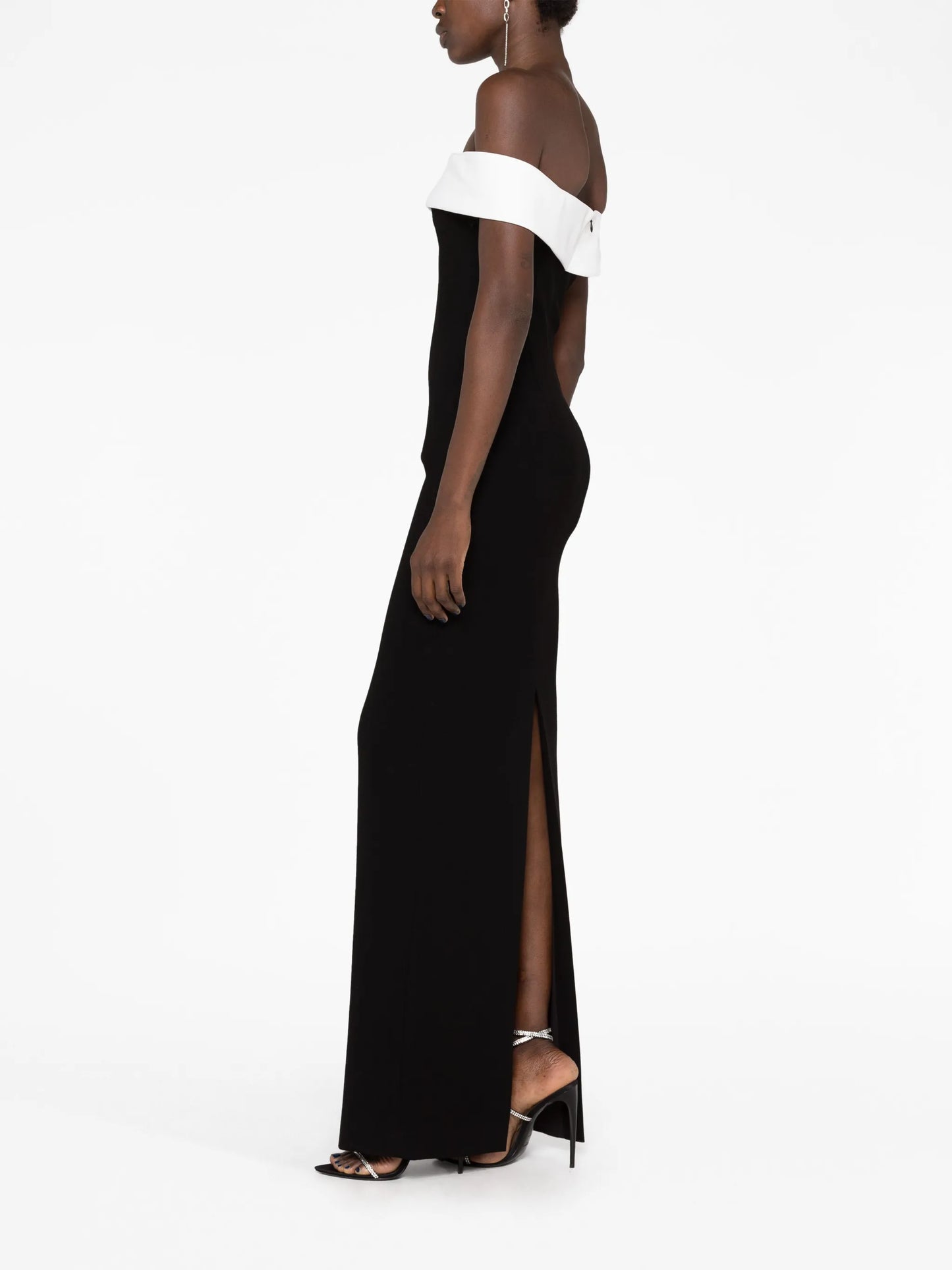 colour-block off-shoulder maxi dress