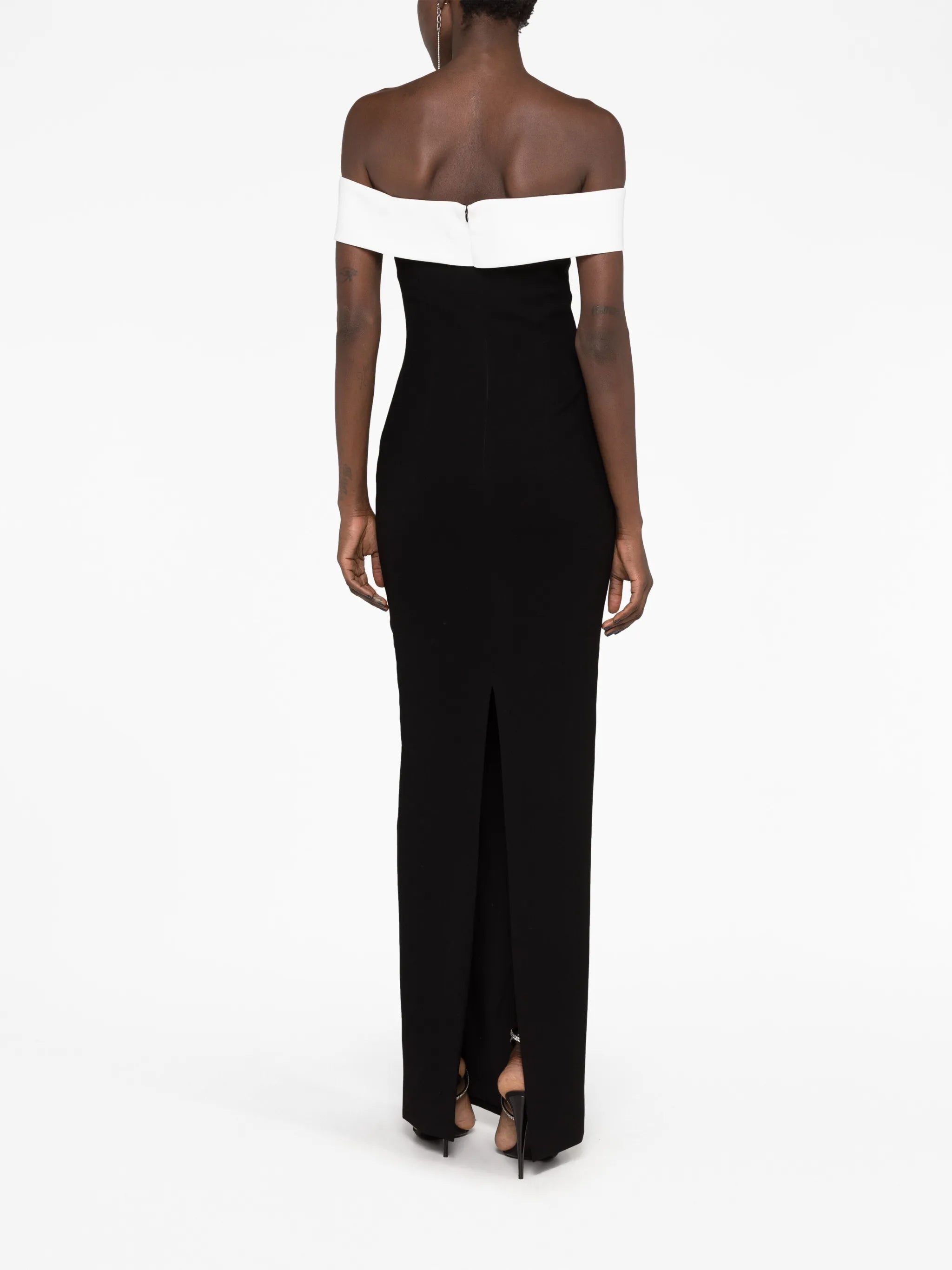 colour-block off-shoulder maxi dress