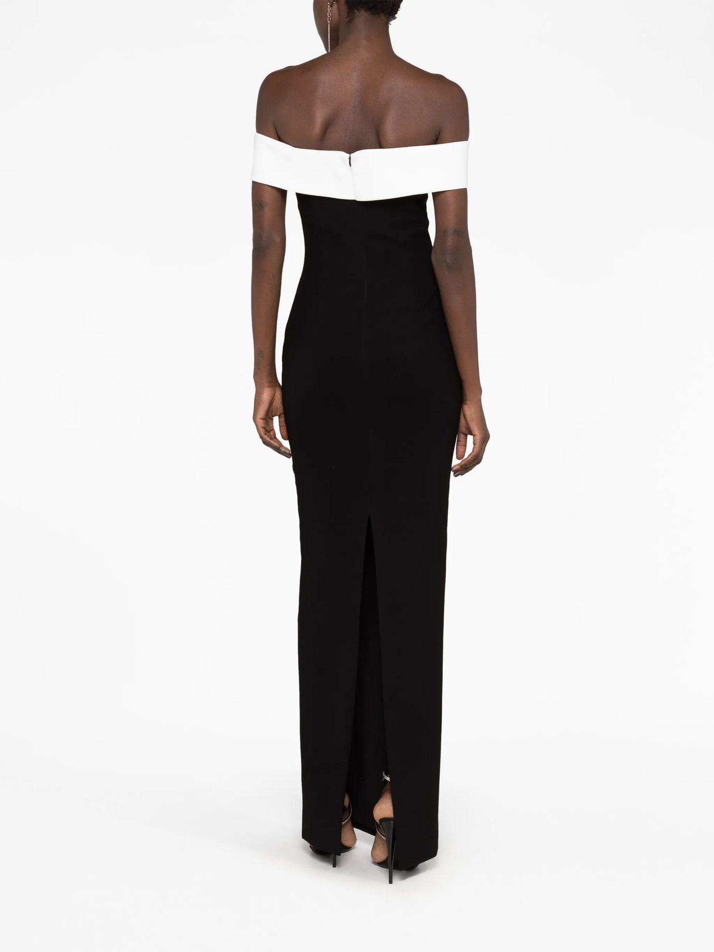 colour-block off-shoulder maxi dress