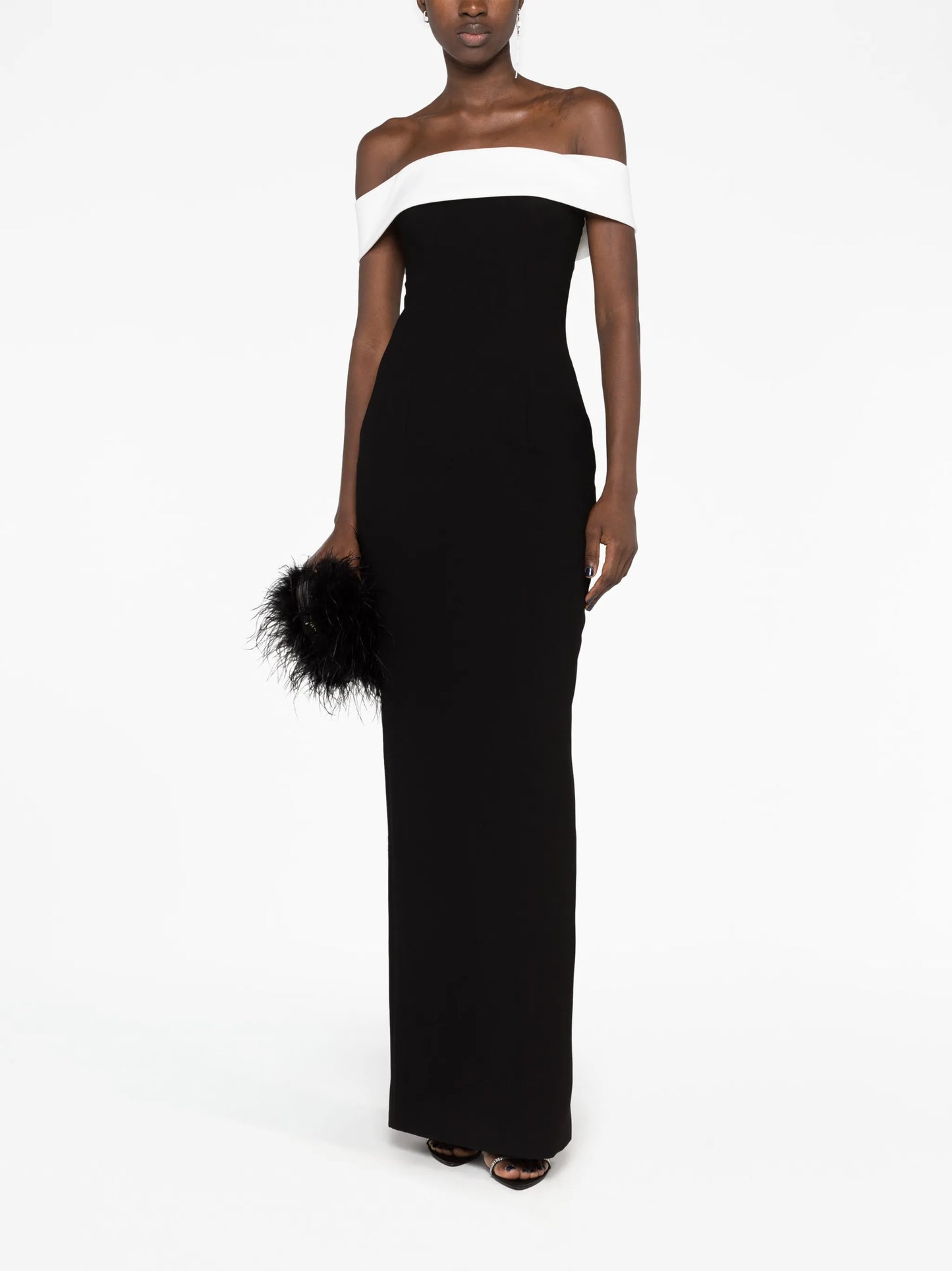 colour-block off-shoulder maxi dress
