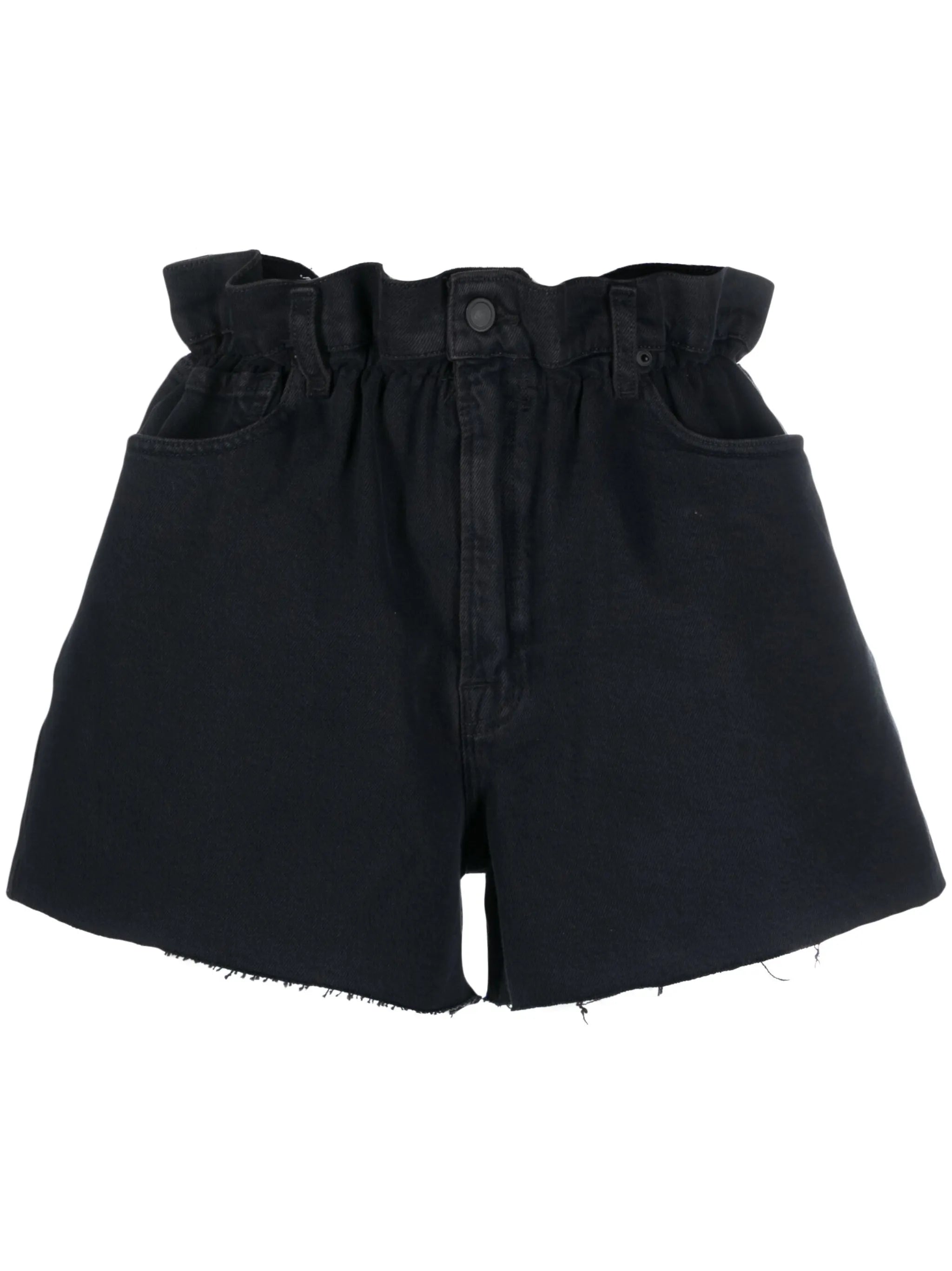 Paperbag-waist denim shorts