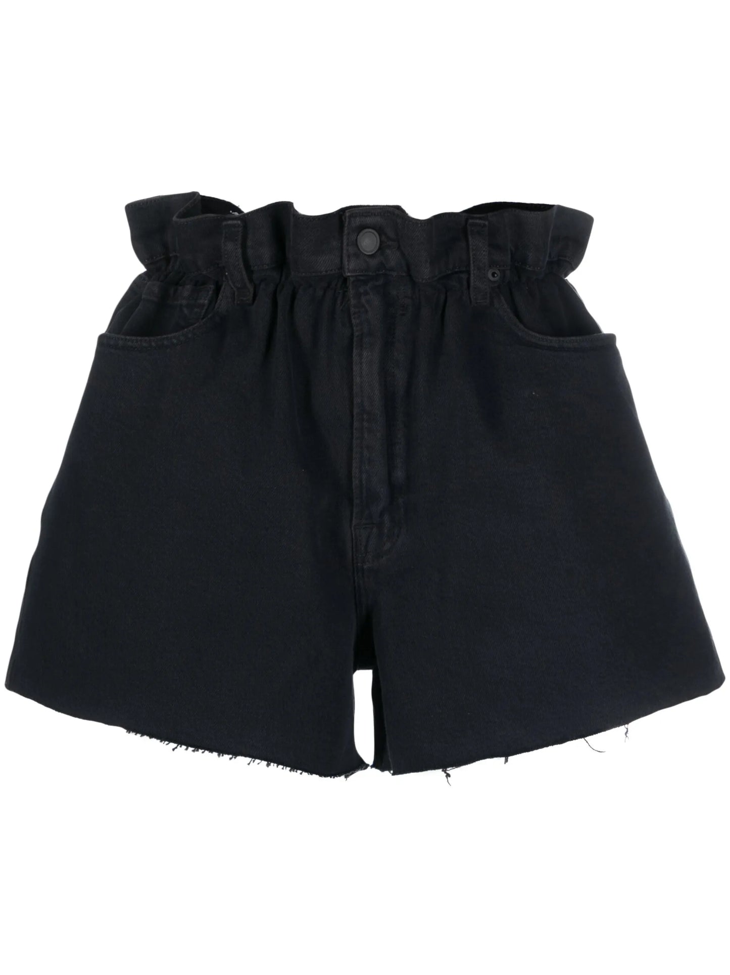 Paperbag-waist denim shorts