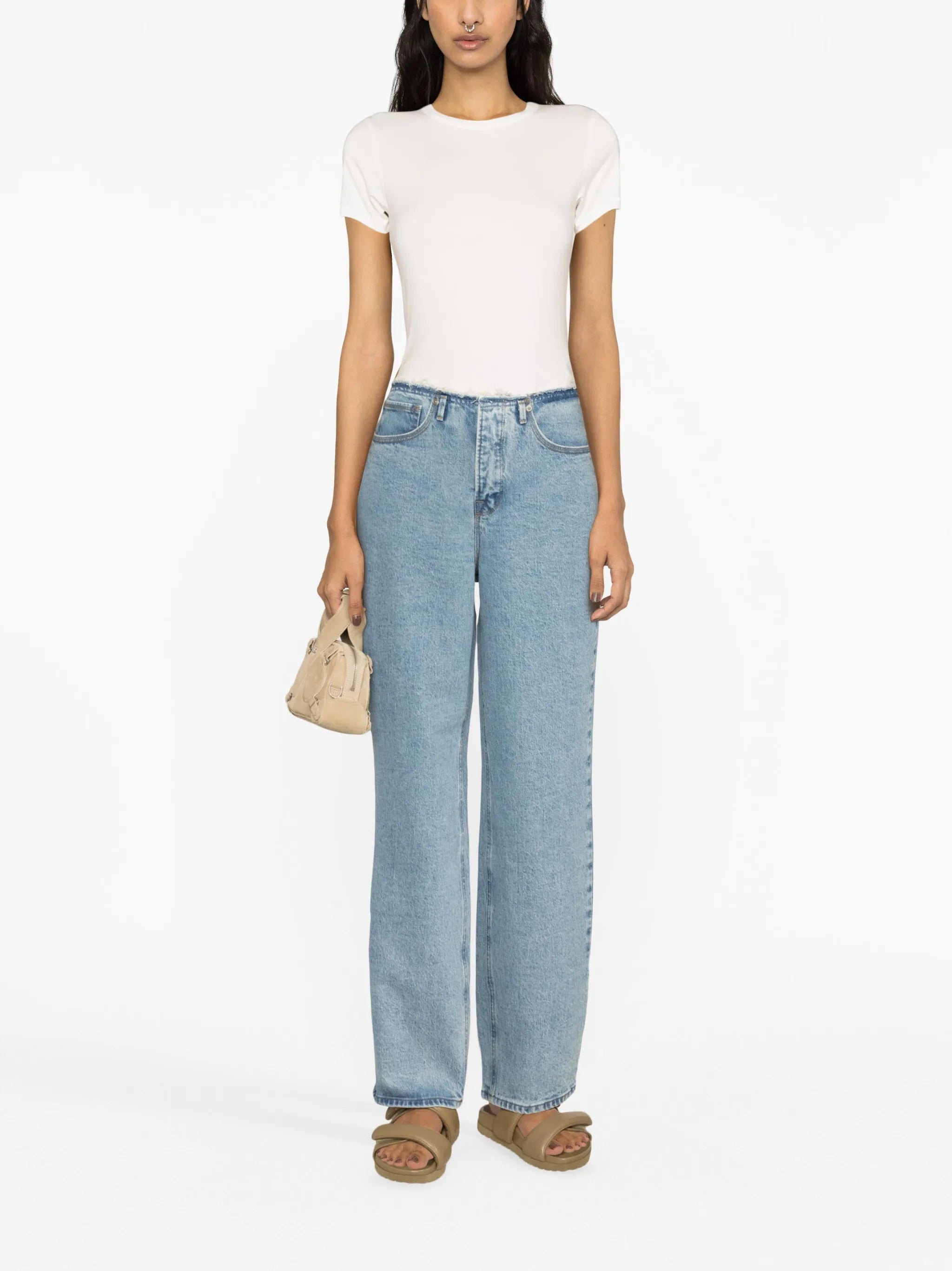 light-wash wide-leg jeans