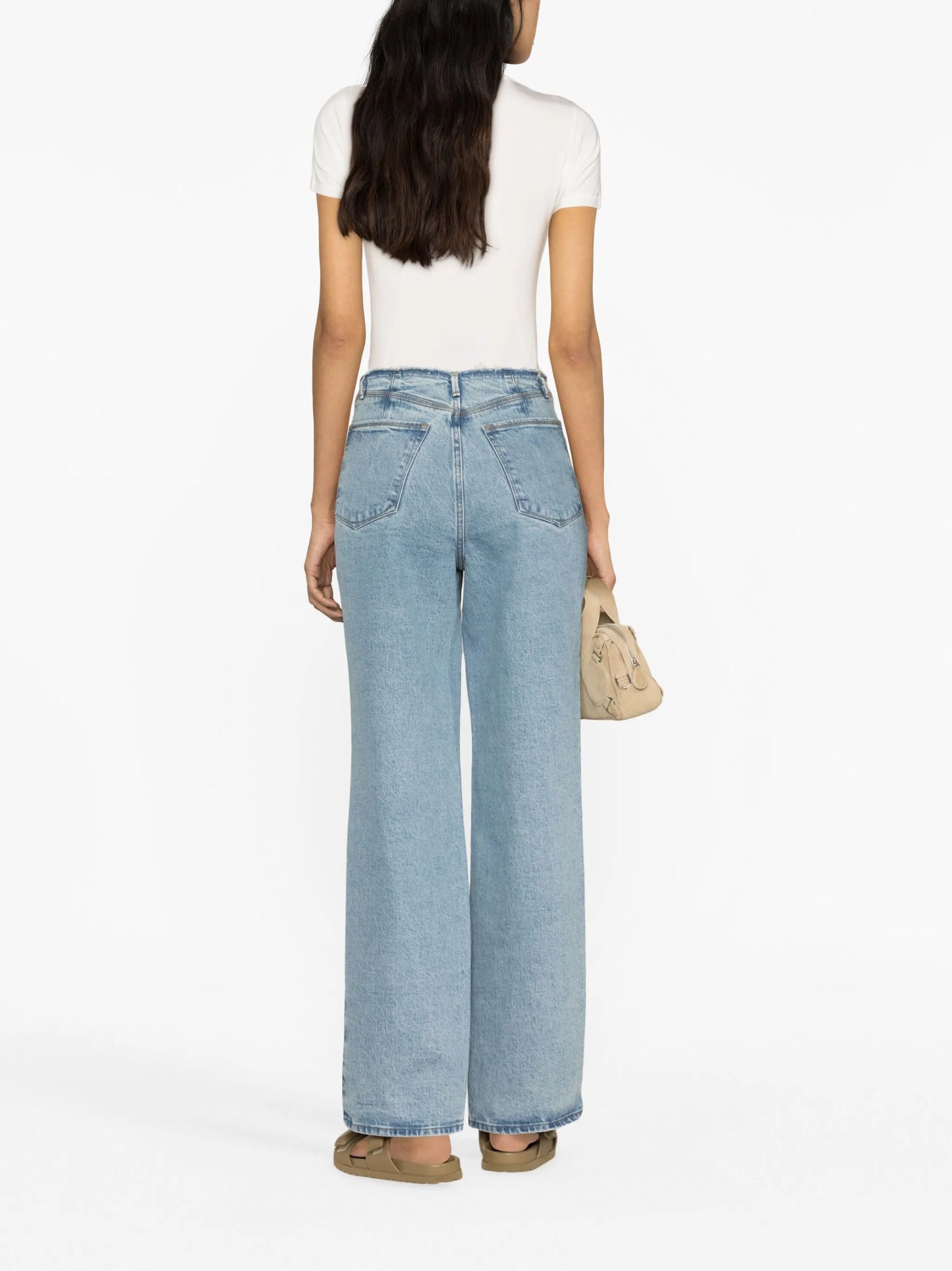 light-wash wide-leg jeans