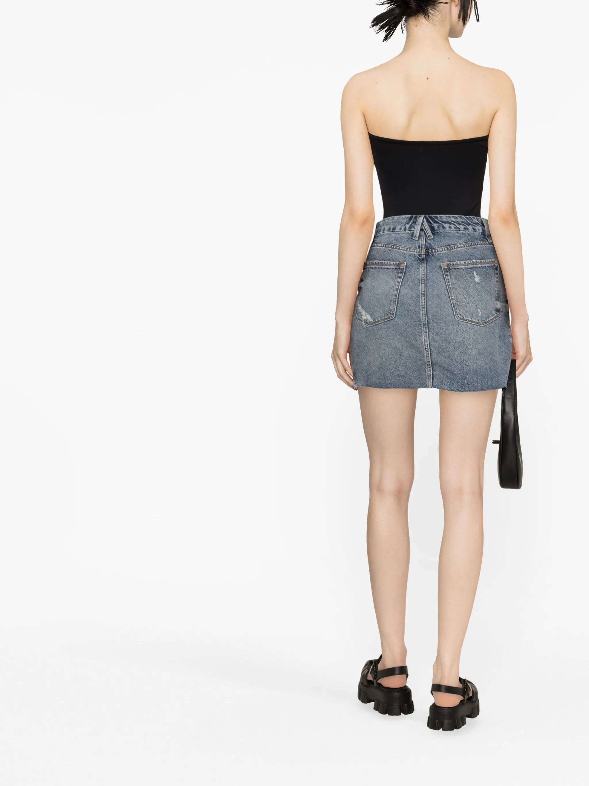 distressed denim miniskirt